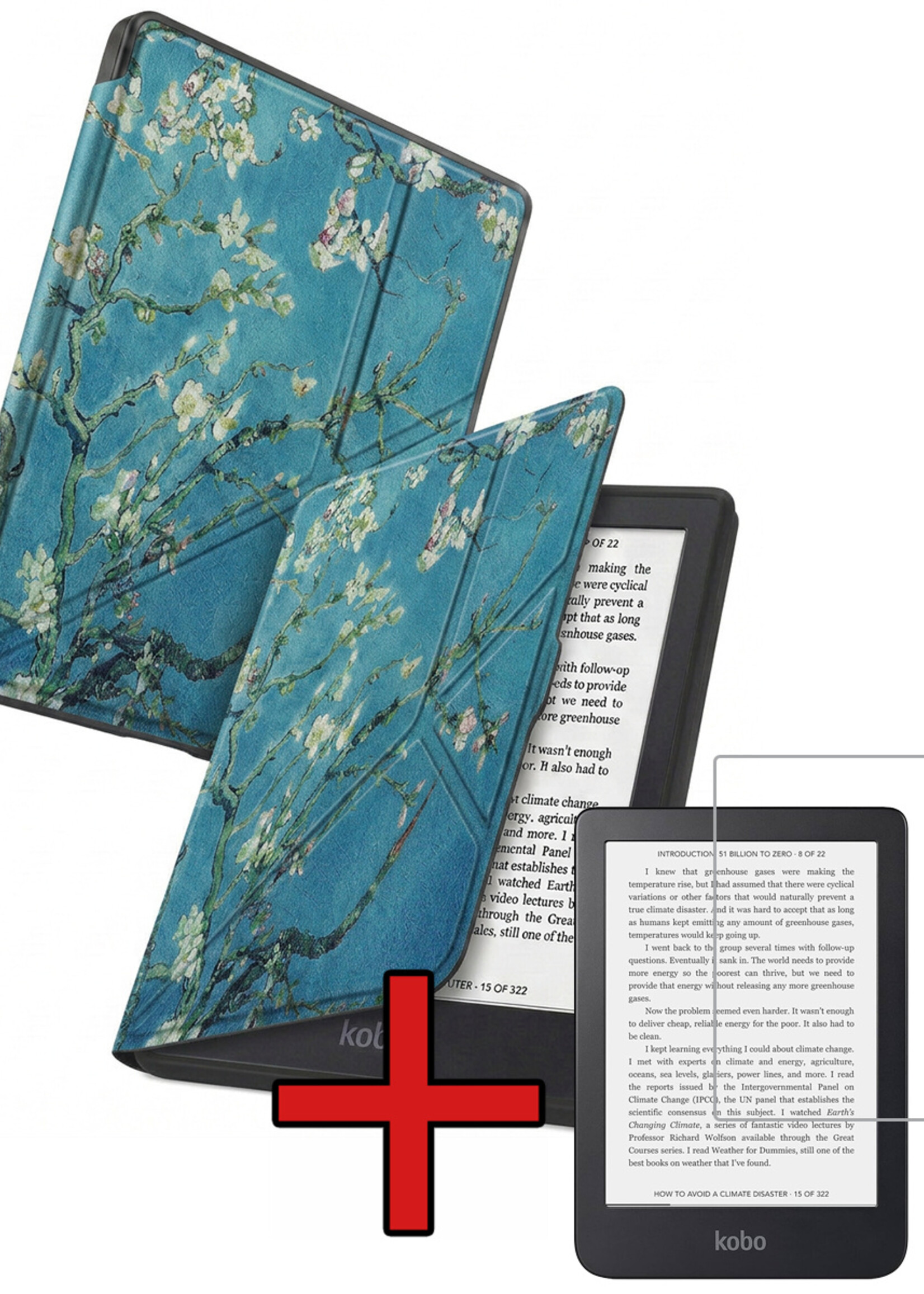 BTH BTH Kobo Nia Hoesje Trifold Met Screenprotector - Bloesem