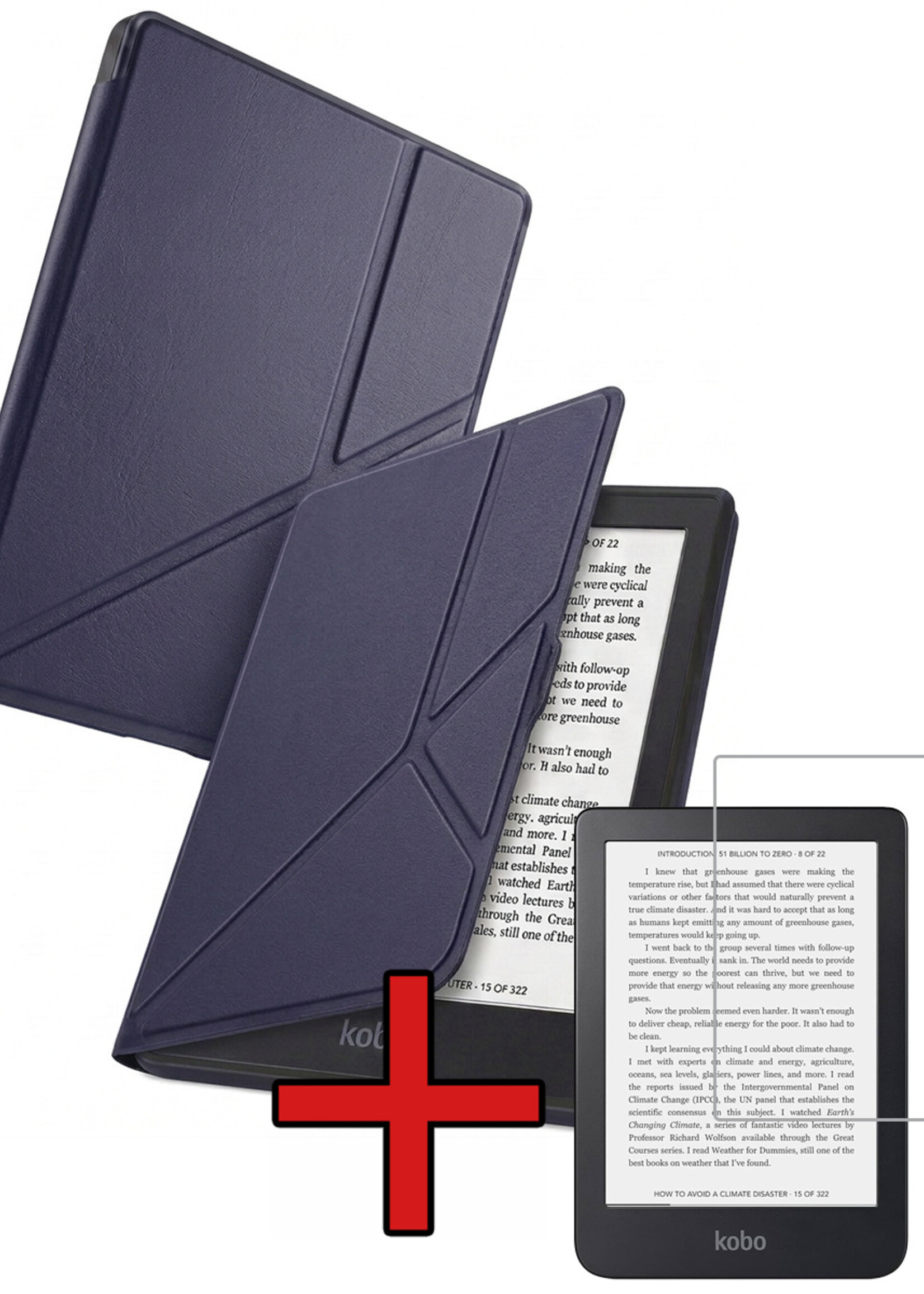 BTH BTH Kobo Nia Hoesje Trifold Met Screenprotector - Donkerblauw
