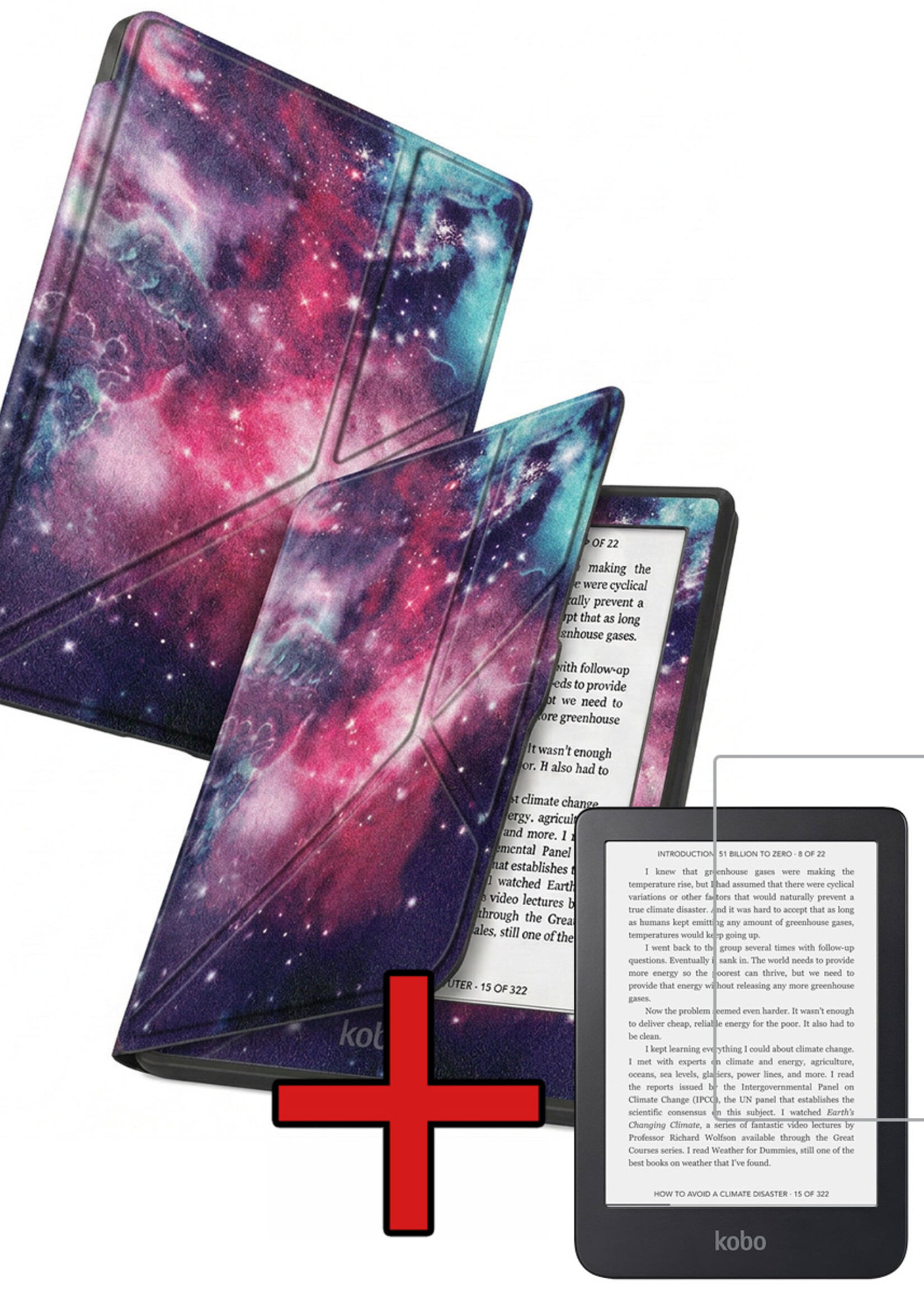 BTH BTH Kobo Nia Hoesje Trifold Met Screenprotector - Galaxy