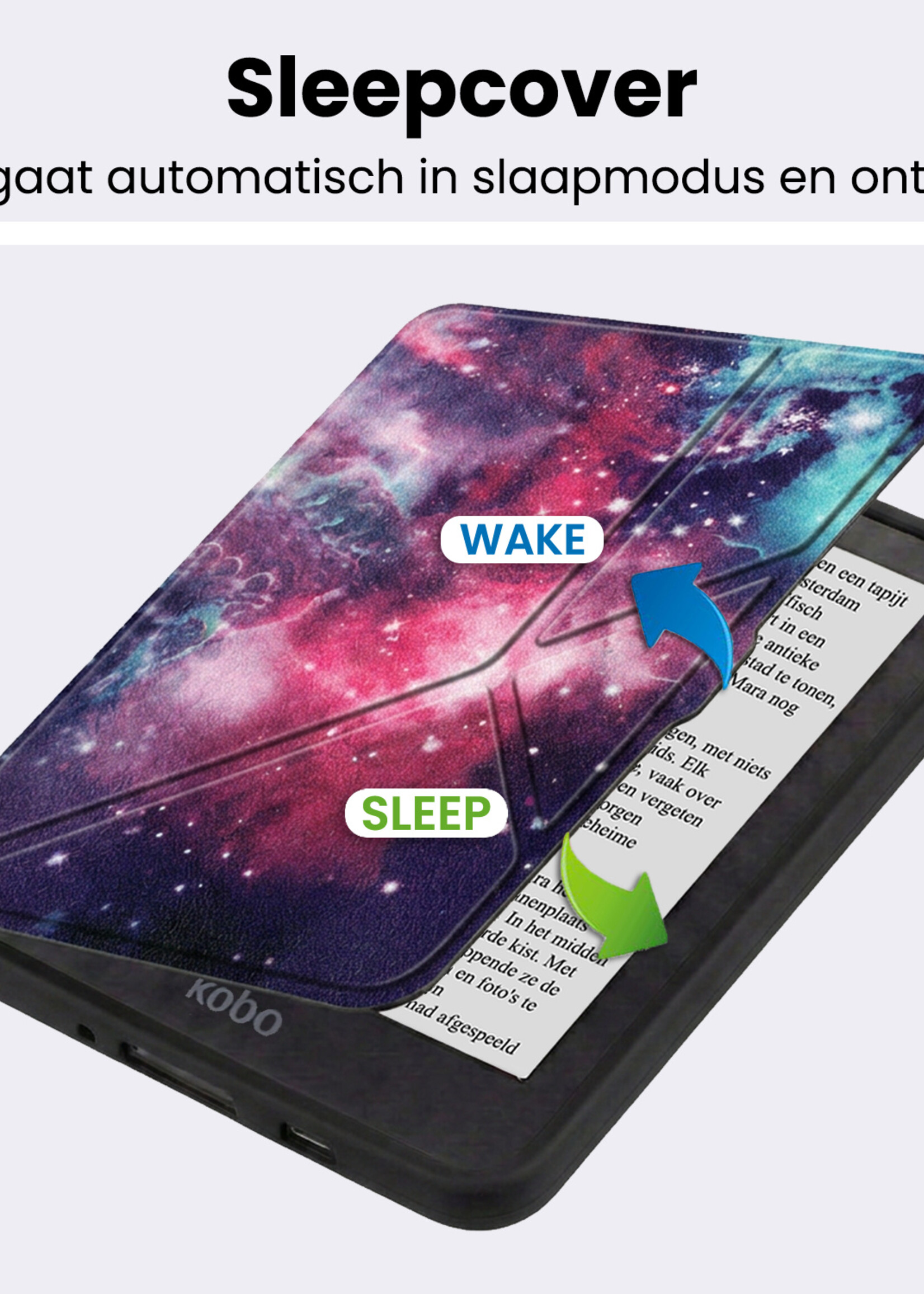 BTH BTH Kobo Nia Hoesje Trifold Met Screenprotector - Galaxy