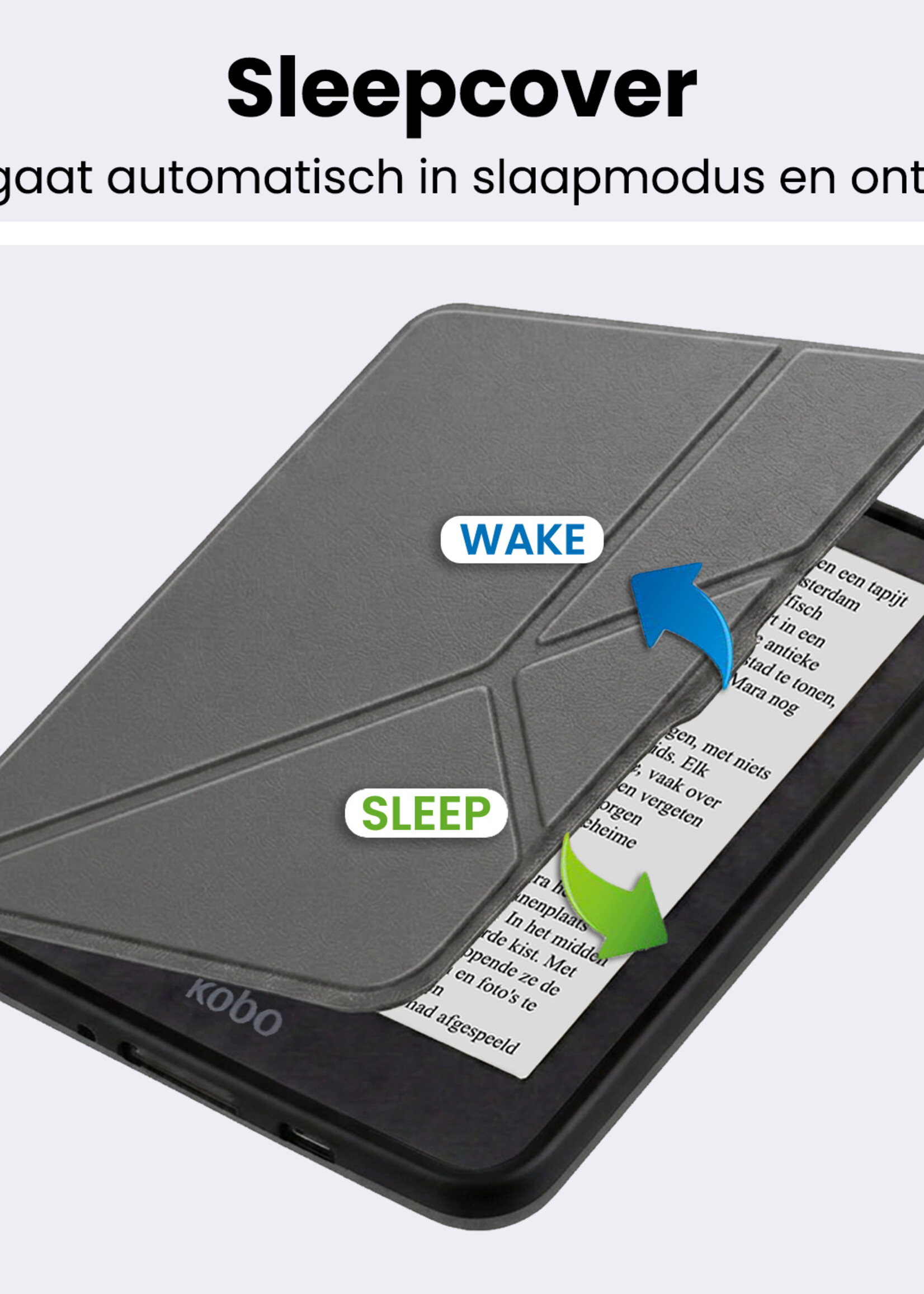 BTH BTH Kobo Nia Hoesje Trifold Met Screenprotector - Grijs