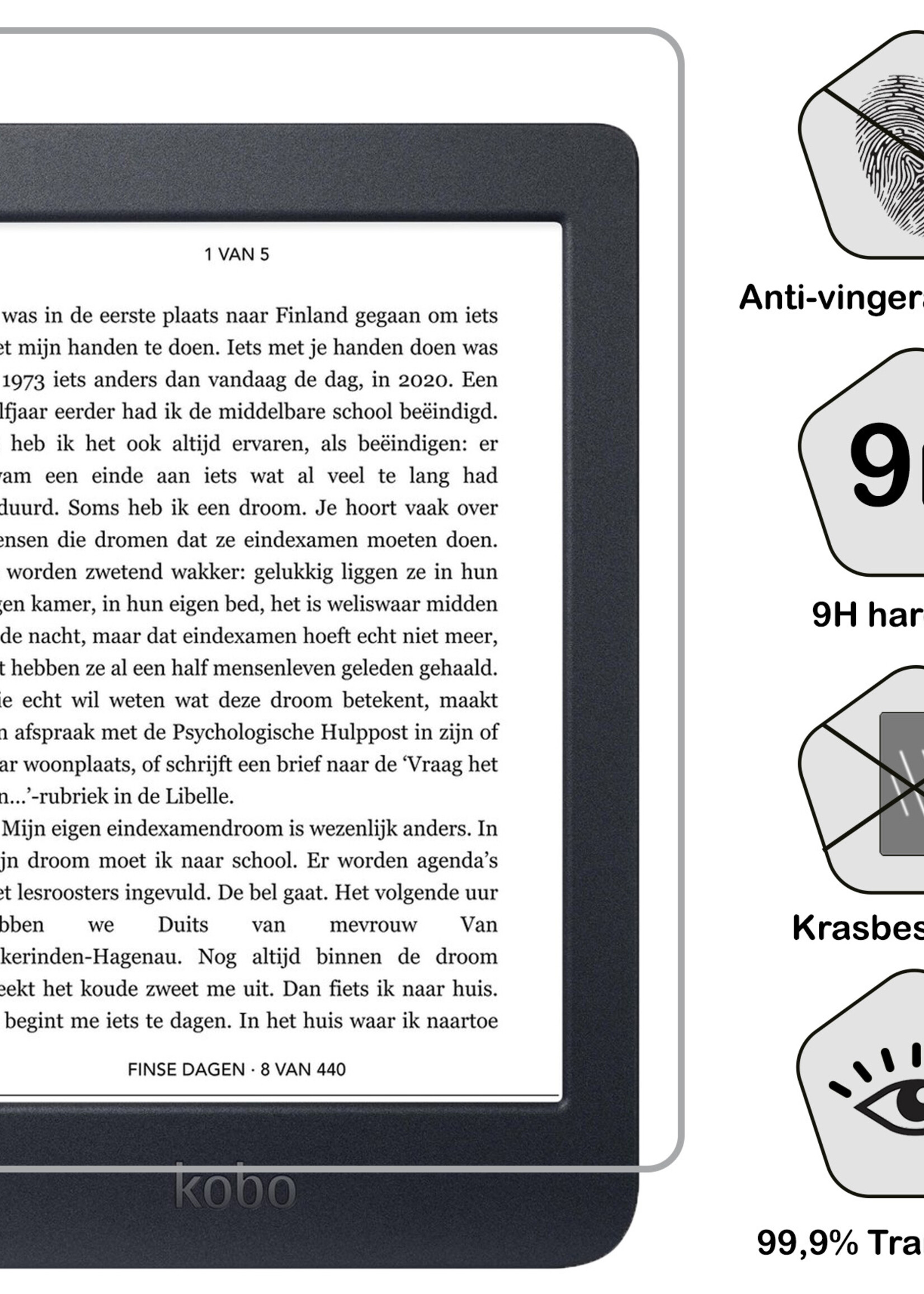 BTH BTH Kobo Nia Hoesje Trifold Met Screenprotector - Grijs