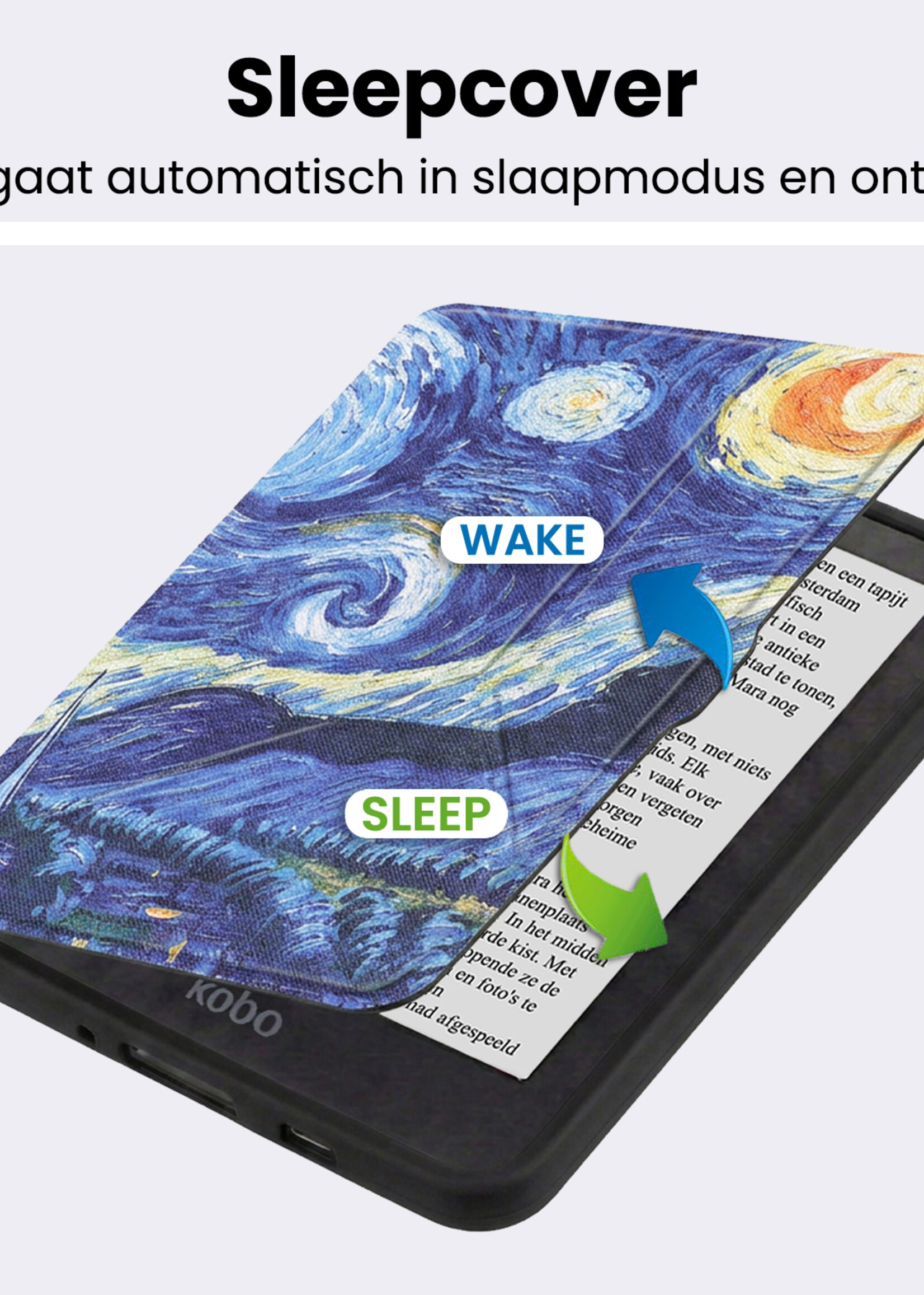 BTH BTH Kobo Nia Hoesje Trifold Met Screenprotector - Sterrenhemel