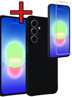 BTH BTH Samsung Galaxy A27 Hoesje Siliconen Met Screenprotector - Zwart