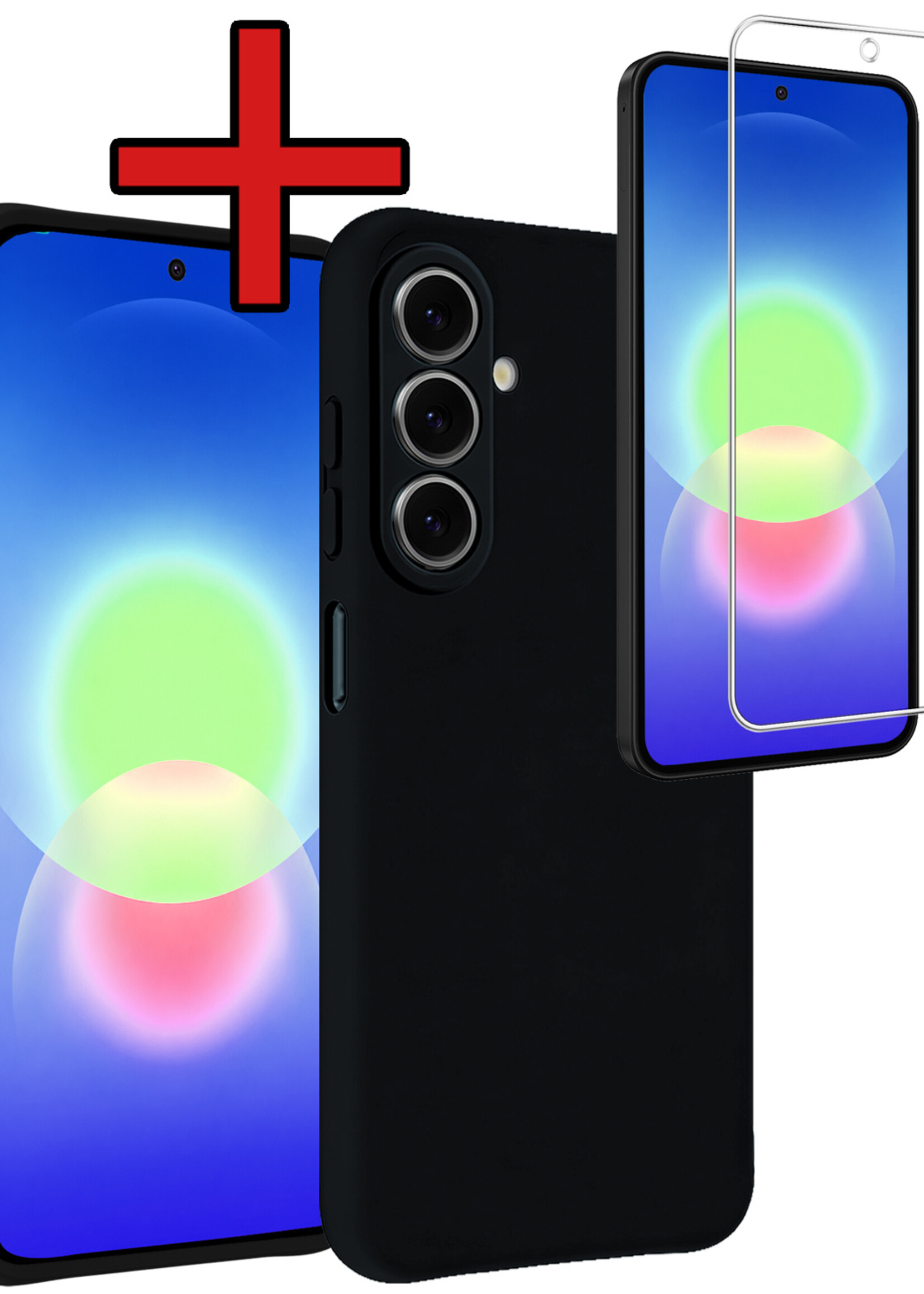 BTH BTH Samsung Galaxy A27 Hoesje Siliconen Met Screenprotector - Zwart
