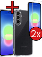 BTH BTH Samsung Galaxy A27 Hoesje Siliconen Met 2x Screenprotector - Transparant