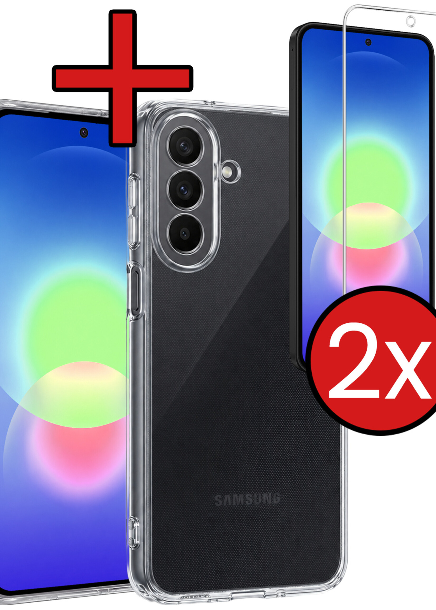 BTH BTH Samsung Galaxy A27 Hoesje Siliconen Met 2x Screenprotector - Transparant