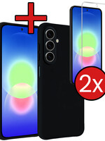BTH BTH Samsung Galaxy A27 Hoesje Siliconen Met 2x Screenprotector - Zwart