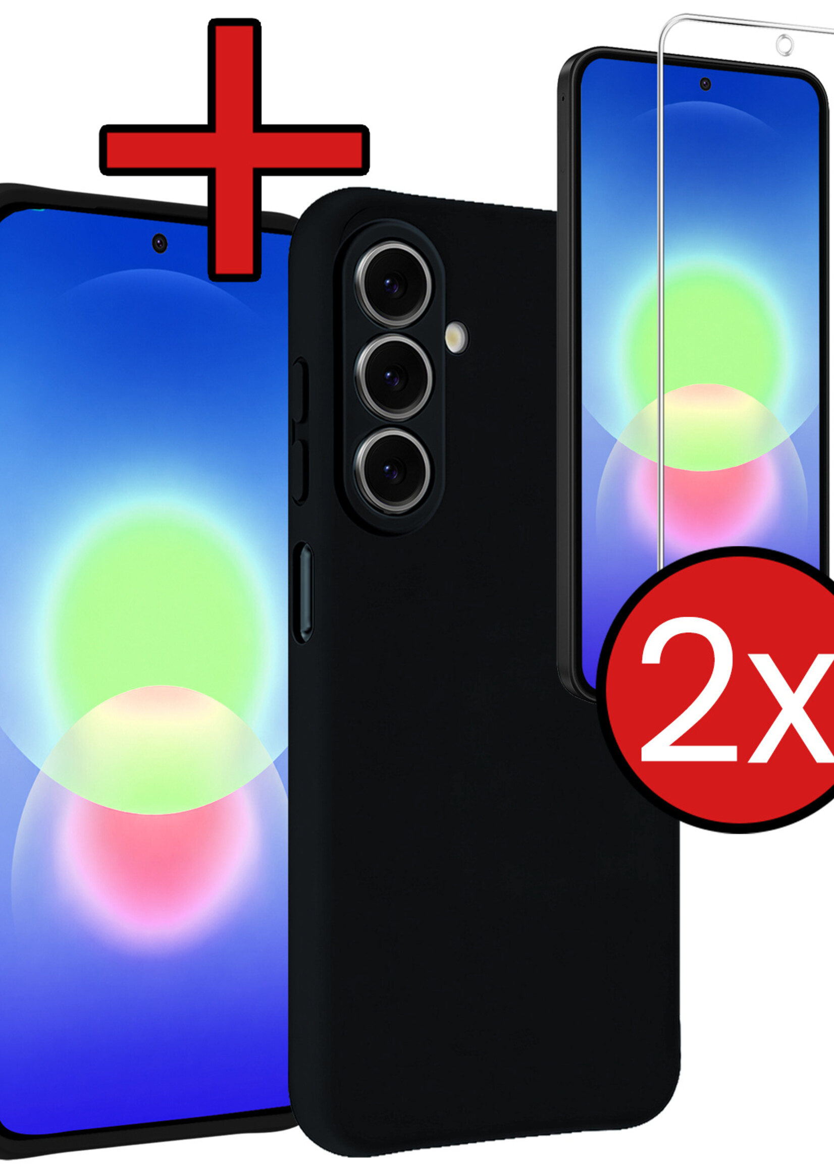 BTH BTH Samsung Galaxy A27 Hoesje Siliconen Met 2x Screenprotector - Zwart