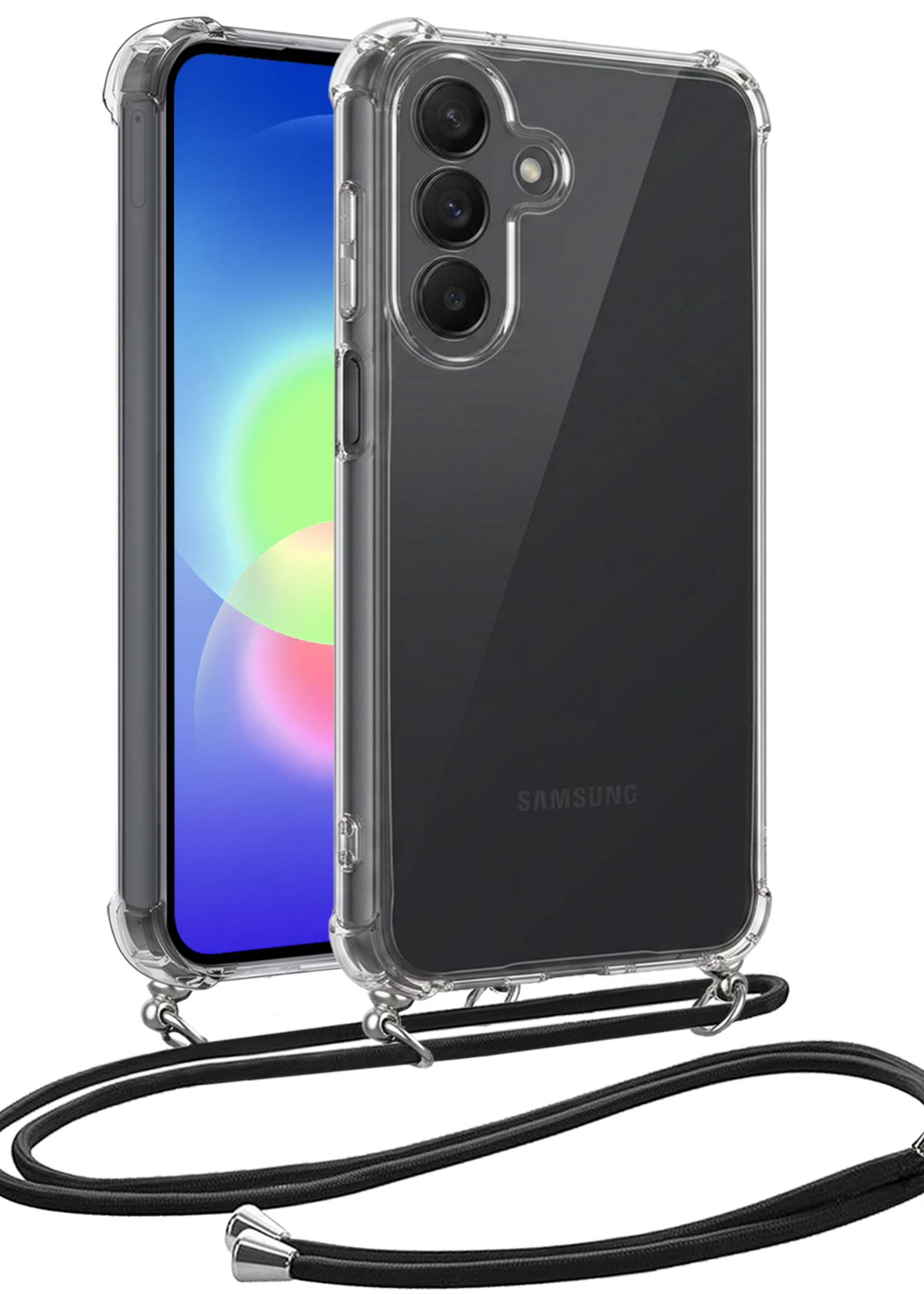 BTH BTH Samsung Galaxy A27 Hoesje Transparant Shockproof Met Zwart Koord