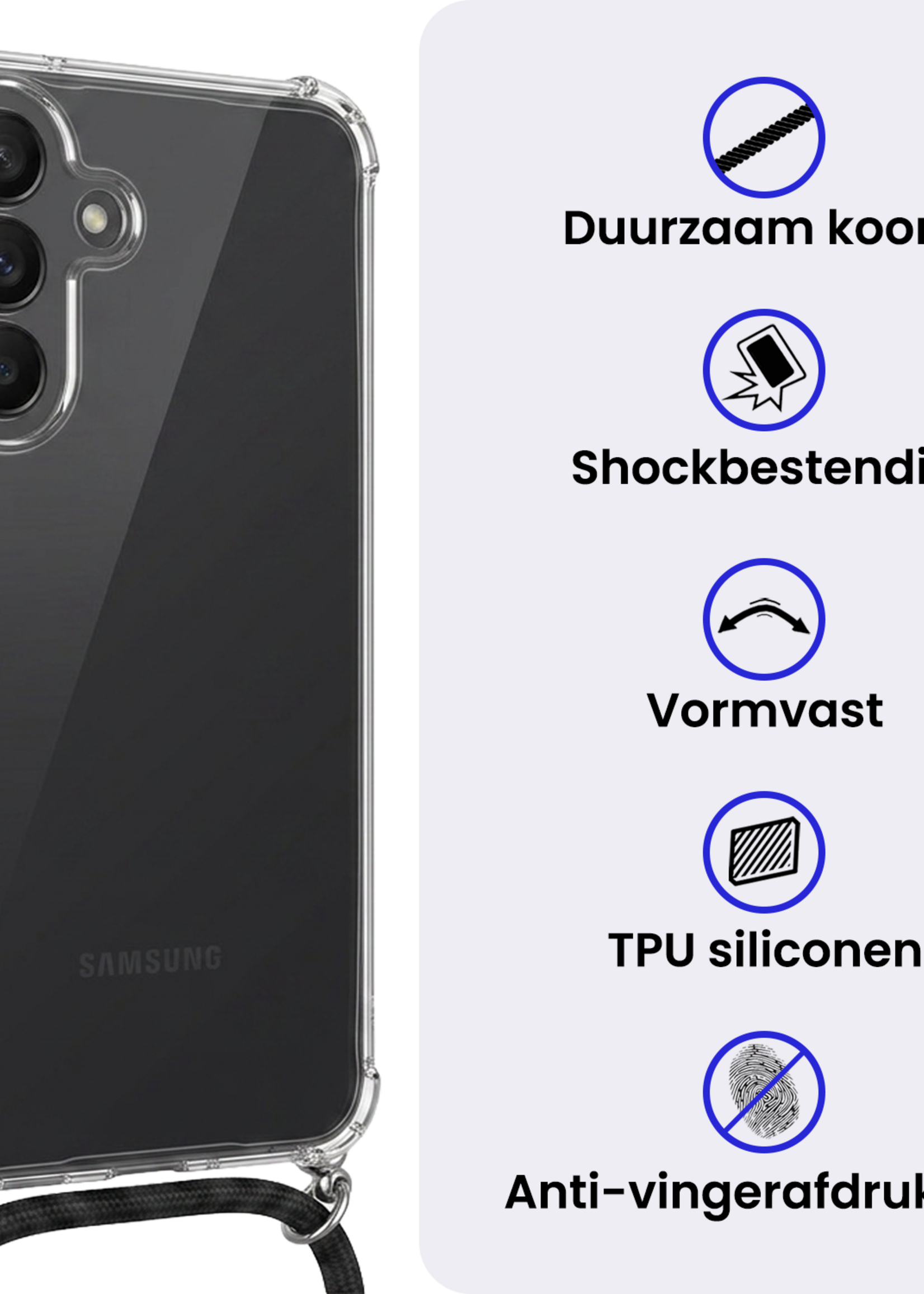 BTH BTH Samsung Galaxy A27 Hoesje Transparant Shockproof Met Zwart Koord