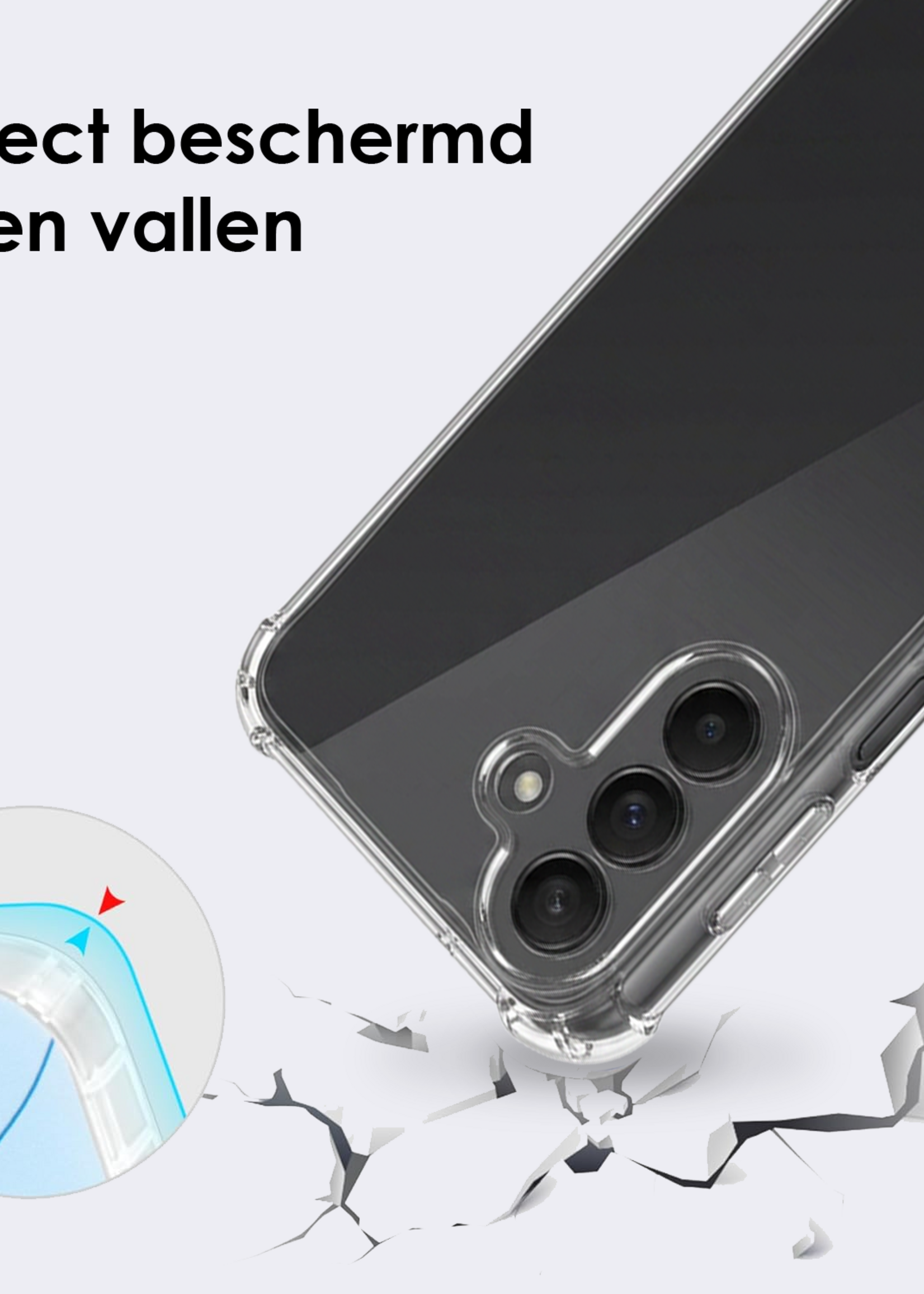 BTH BTH Samsung Galaxy A27 Hoesje Transparant Shockproof Met Zwart Koord