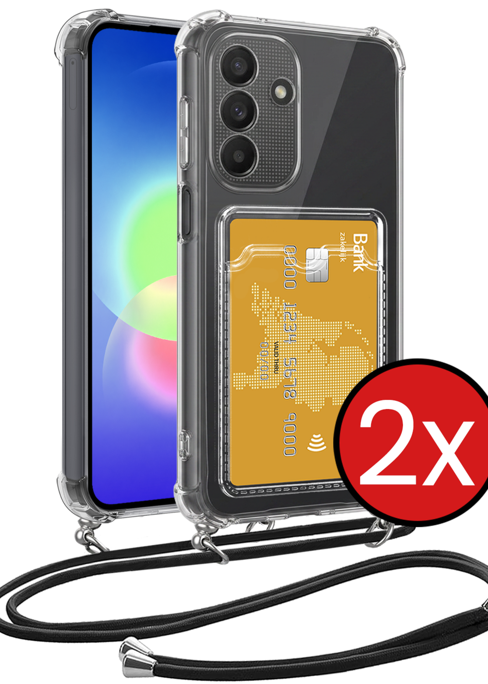 BTH BTH Samsung Galaxy A27 Hoesje Pashouder met Koord - 2 PACK