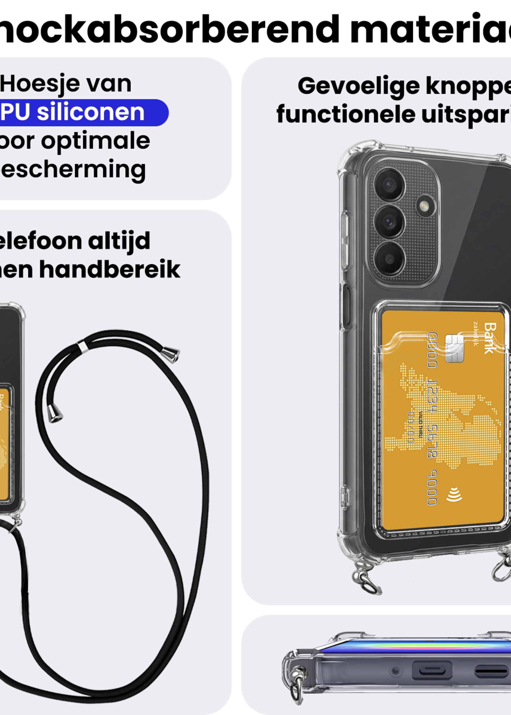 BTH BTH Samsung Galaxy A27 Hoesje Pashouder met Koord - 2 PACK