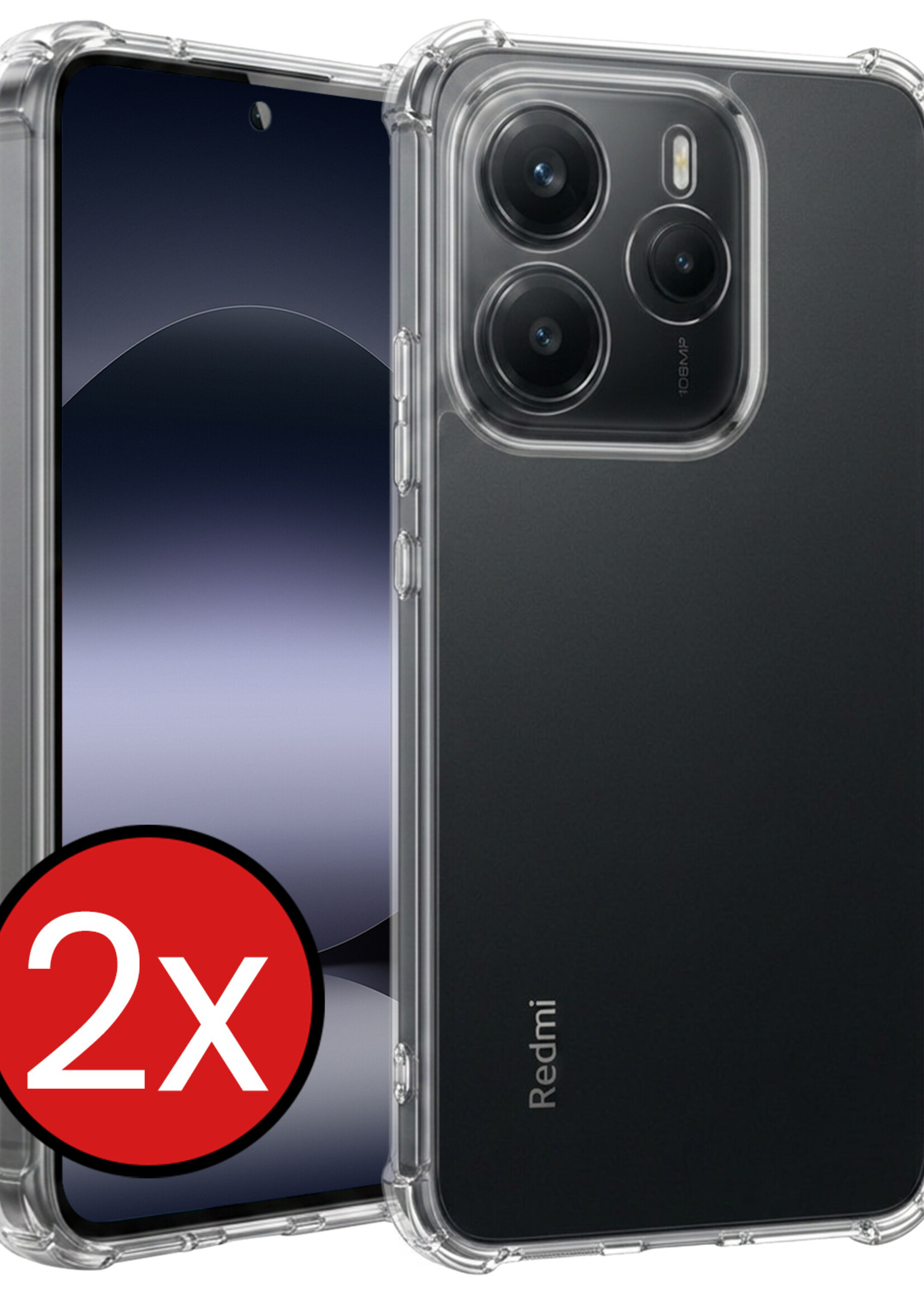 BTH BTH Xiaomi Redmi Note 14 5G Hoesje Shockproof - Transparant - 2 PACK