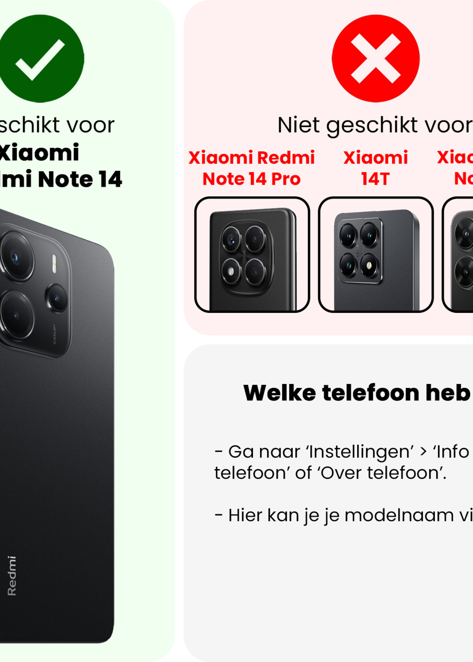 BTH BTH Xiaomi Redmi Note 14 5G Hoesje Shockproof Met 2x Screenprotector