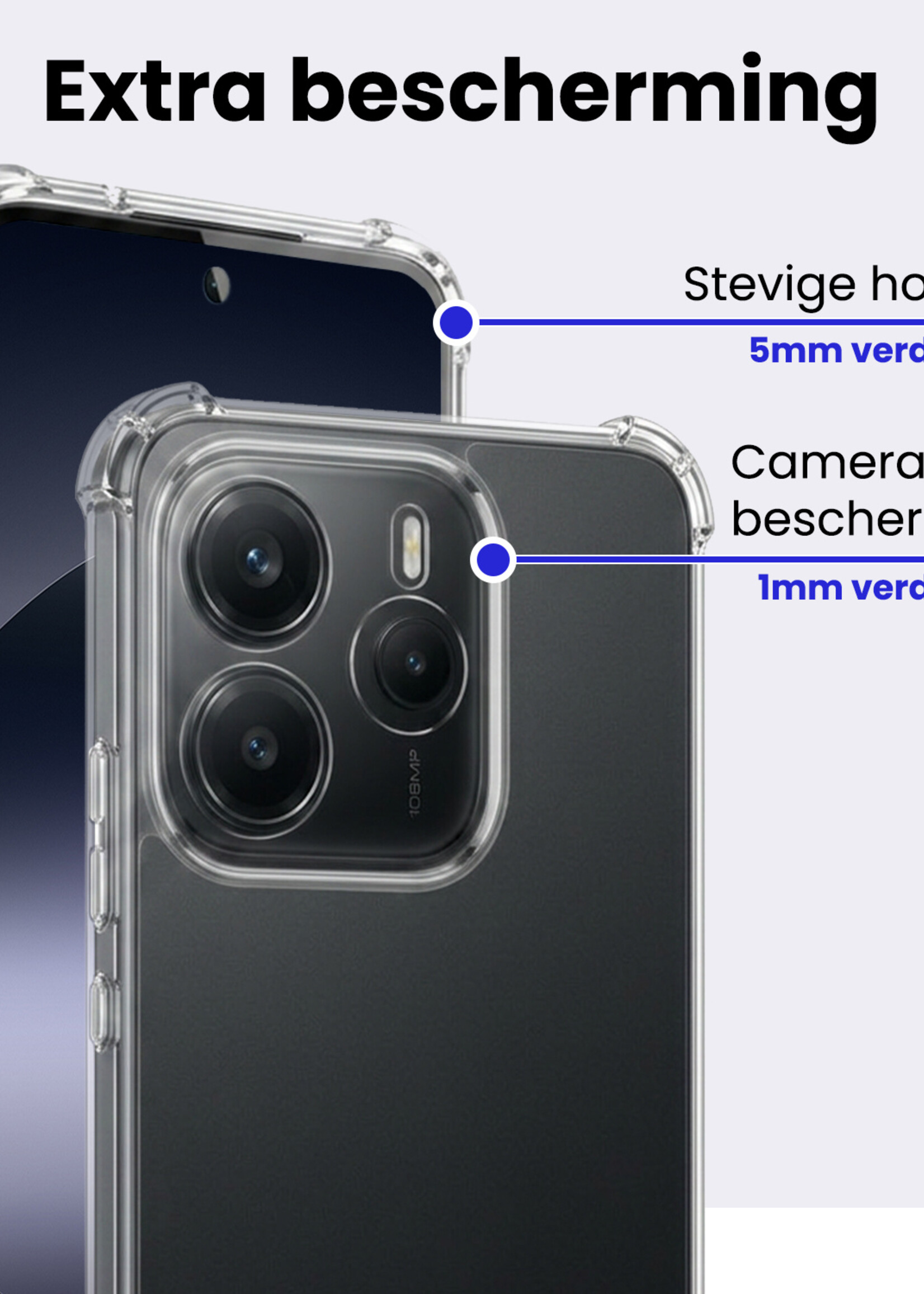 BTH BTH Xiaomi Redmi Note 14 5G Hoesje Shockproof Met 2x Screenprotector