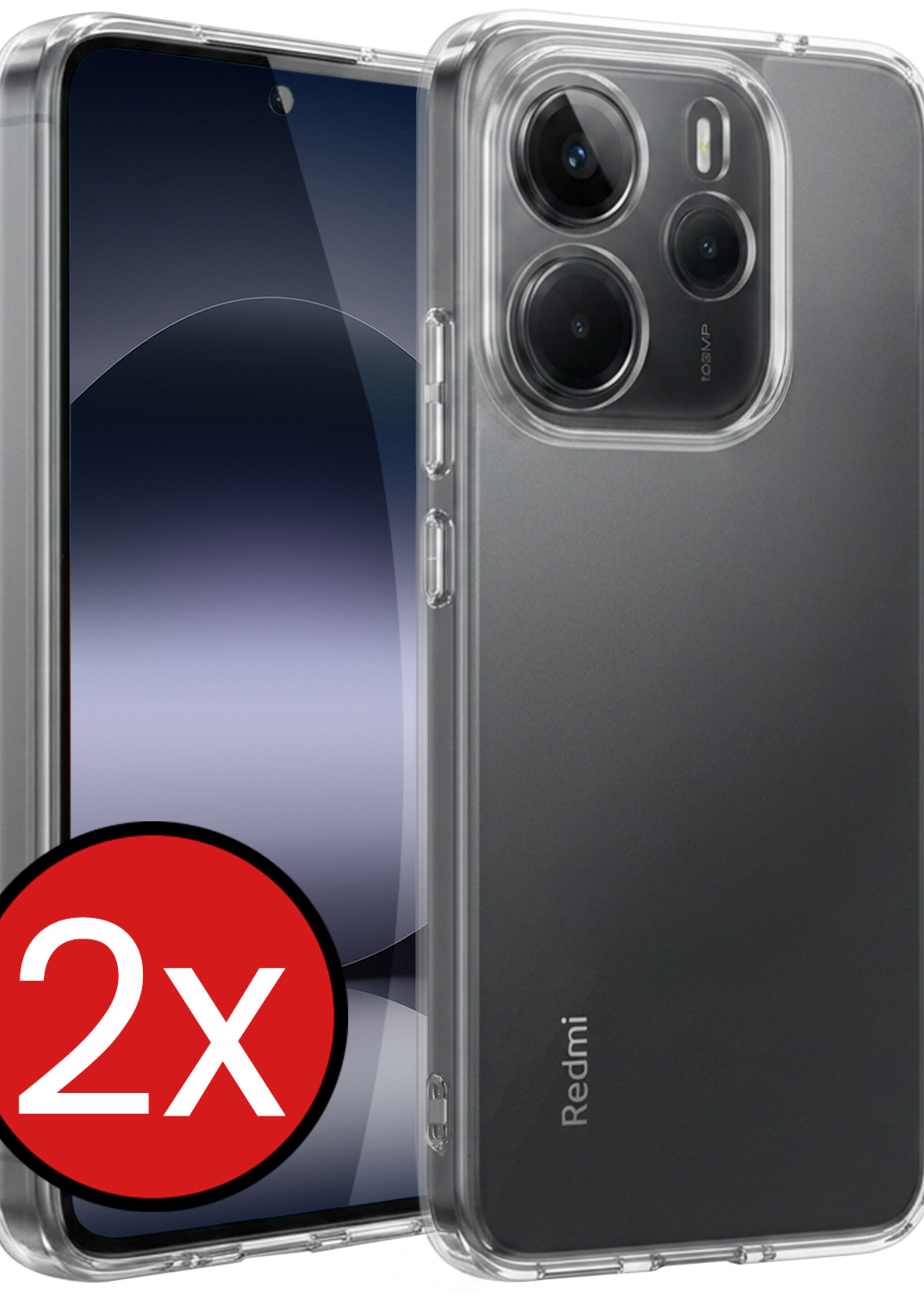 BTH BTH Xiaomi Redmi Note 14 5G Hoesje Siliconen - Transparant - 2 PACK