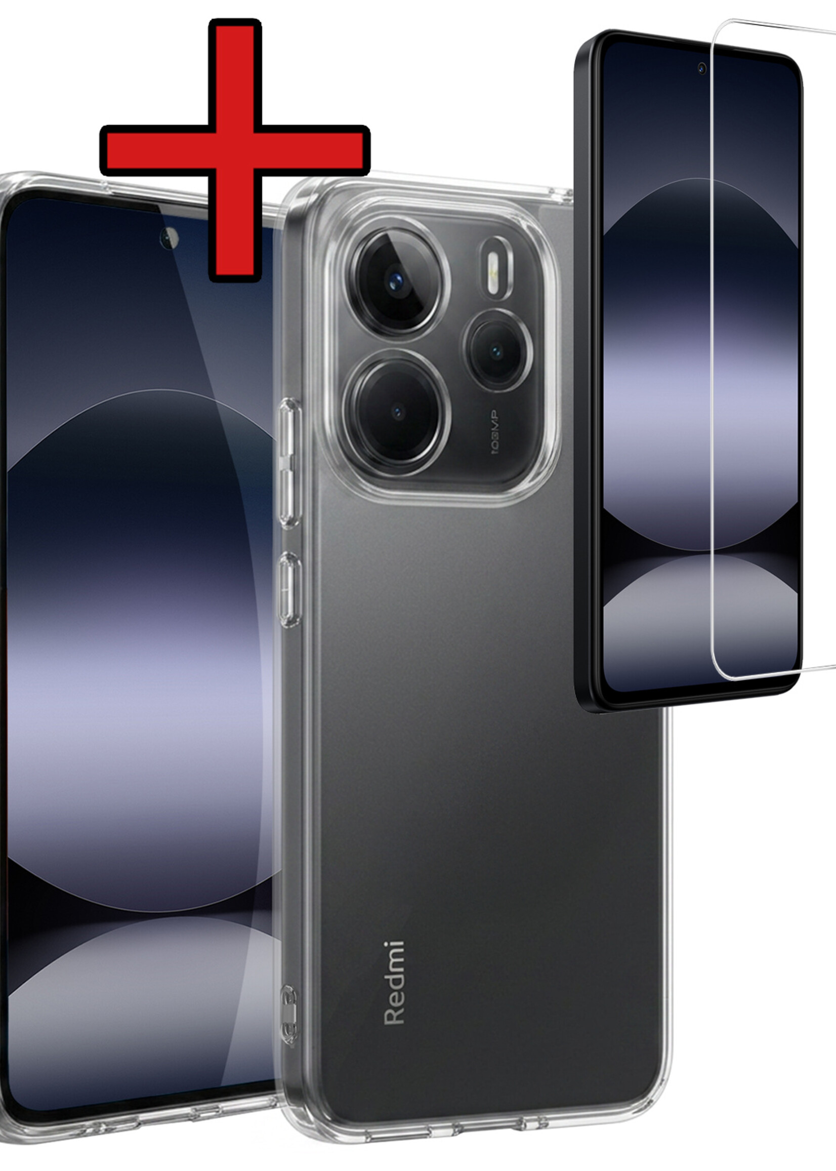 BTH BTH Xiaomi Redmi Note 14 5G Hoesje Siliconen Met Screenprotector - Transparant