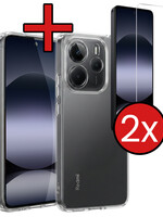 BTH BTH Xiaomi Redmi Note 14 5G Hoesje Siliconen Met 2x Screenprotector - Transparant
