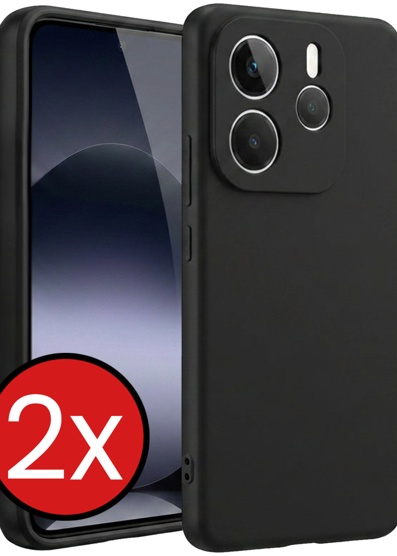BTH BTH Xiaomi Redmi Note 14 5G Hoesje Siliconen - Zwart - 2 PACK