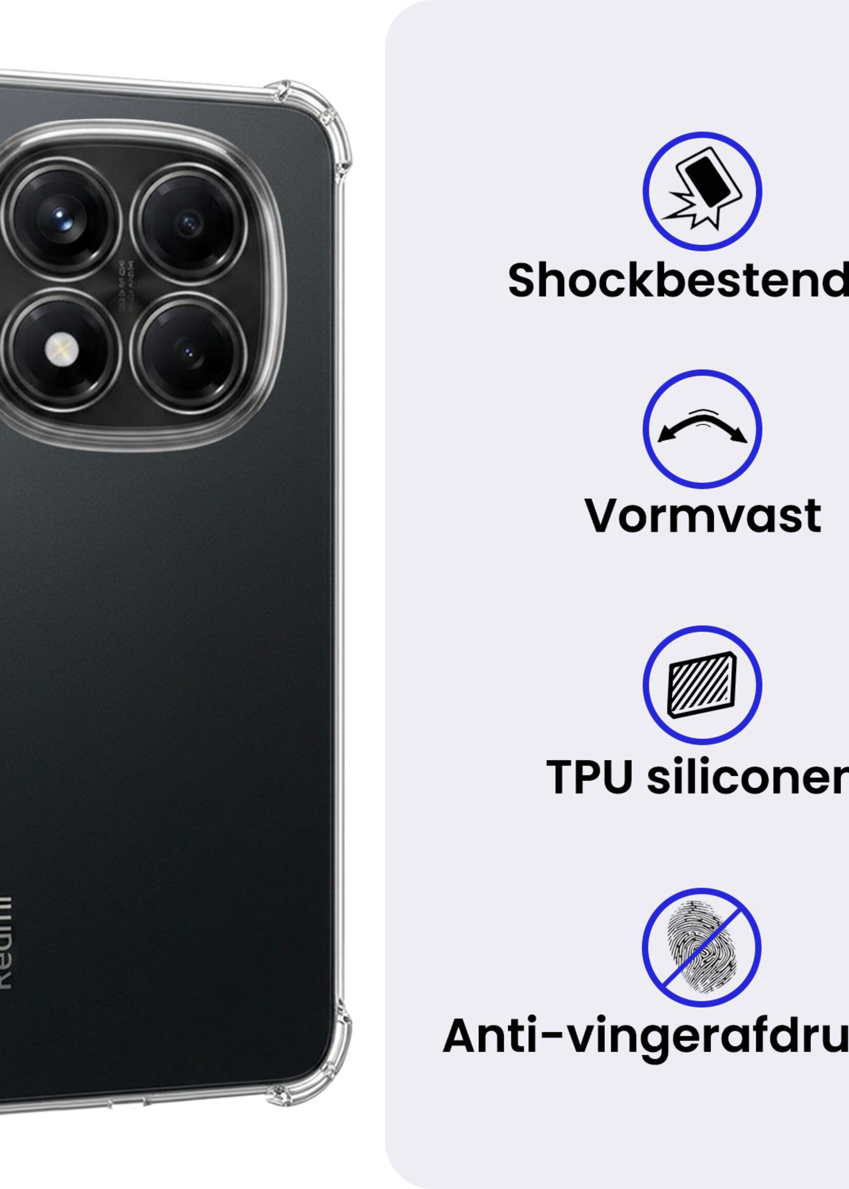 BTH BTH Xiaomi Redmi Note 14 Pro 5G Hoesje Shockproof - Transparant