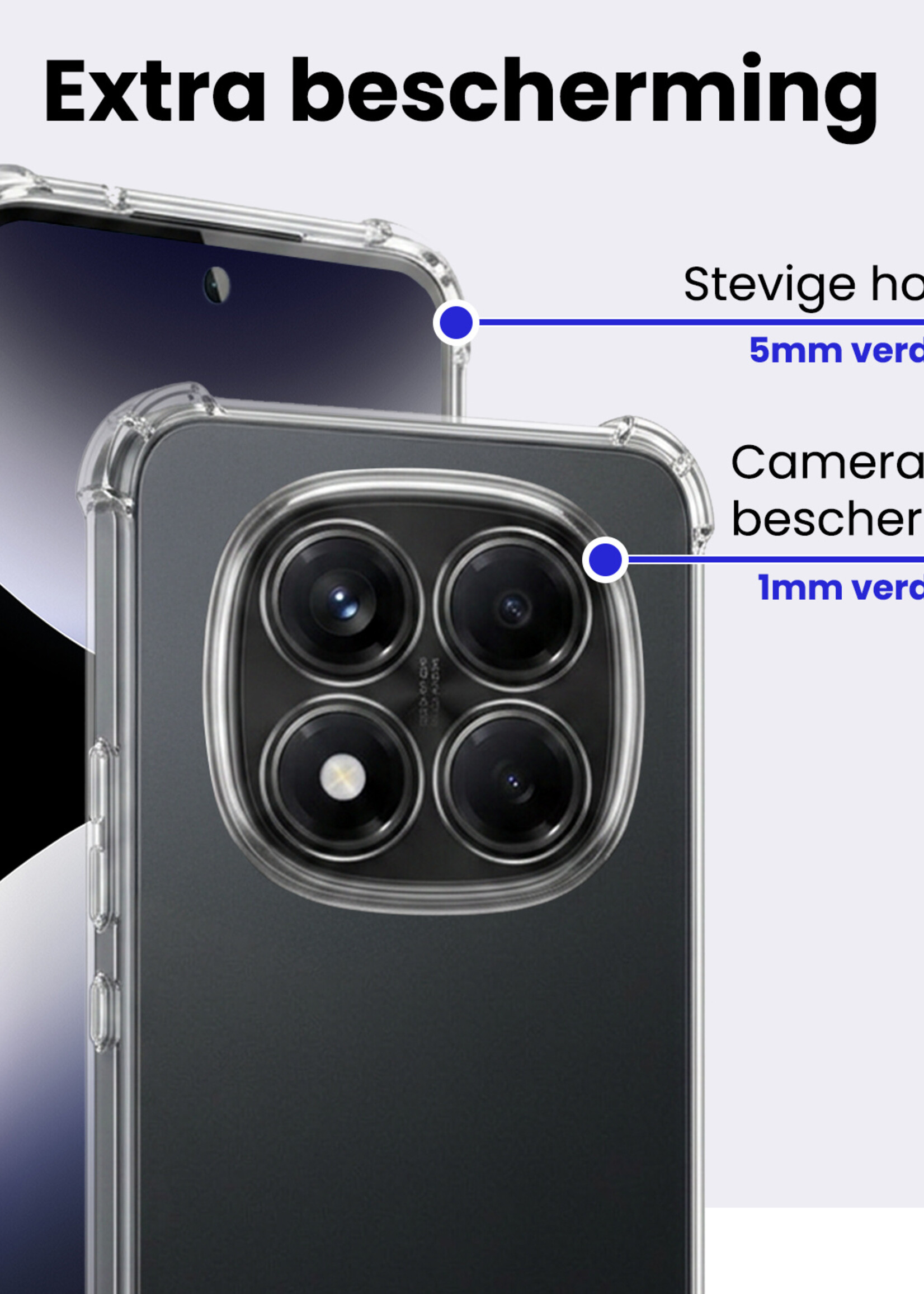 BTH BTH Xiaomi Redmi Note 14 Pro 5G Hoesje Shockproof - Transparant
