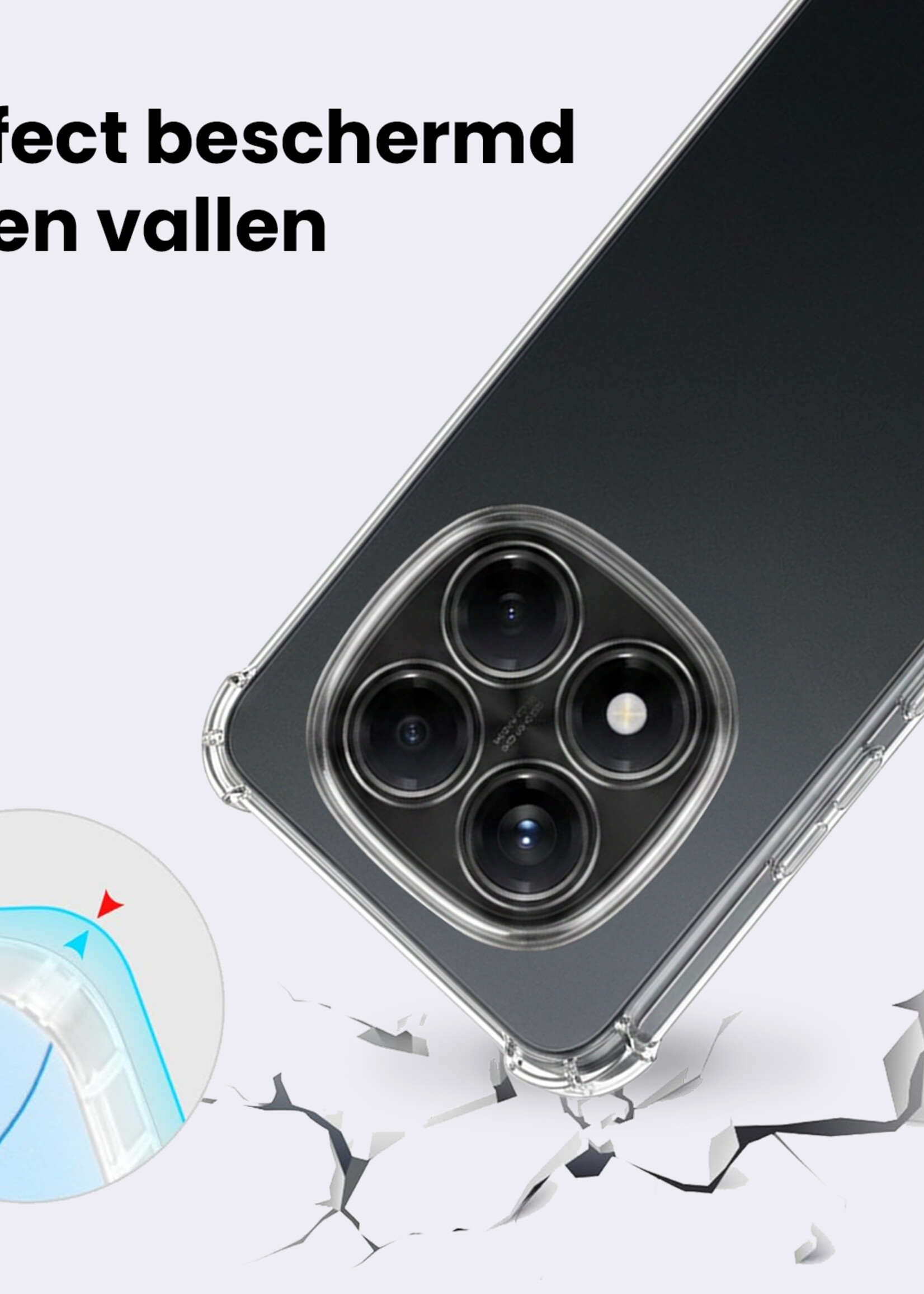 BTH BTH Xiaomi Redmi Note 14 Pro 5G Hoesje Shockproof - Transparant