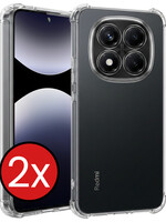 BTH BTH Xiaomi Redmi Note 14 Pro 5G Hoesje Shockproof - Transparant - 2 PACK