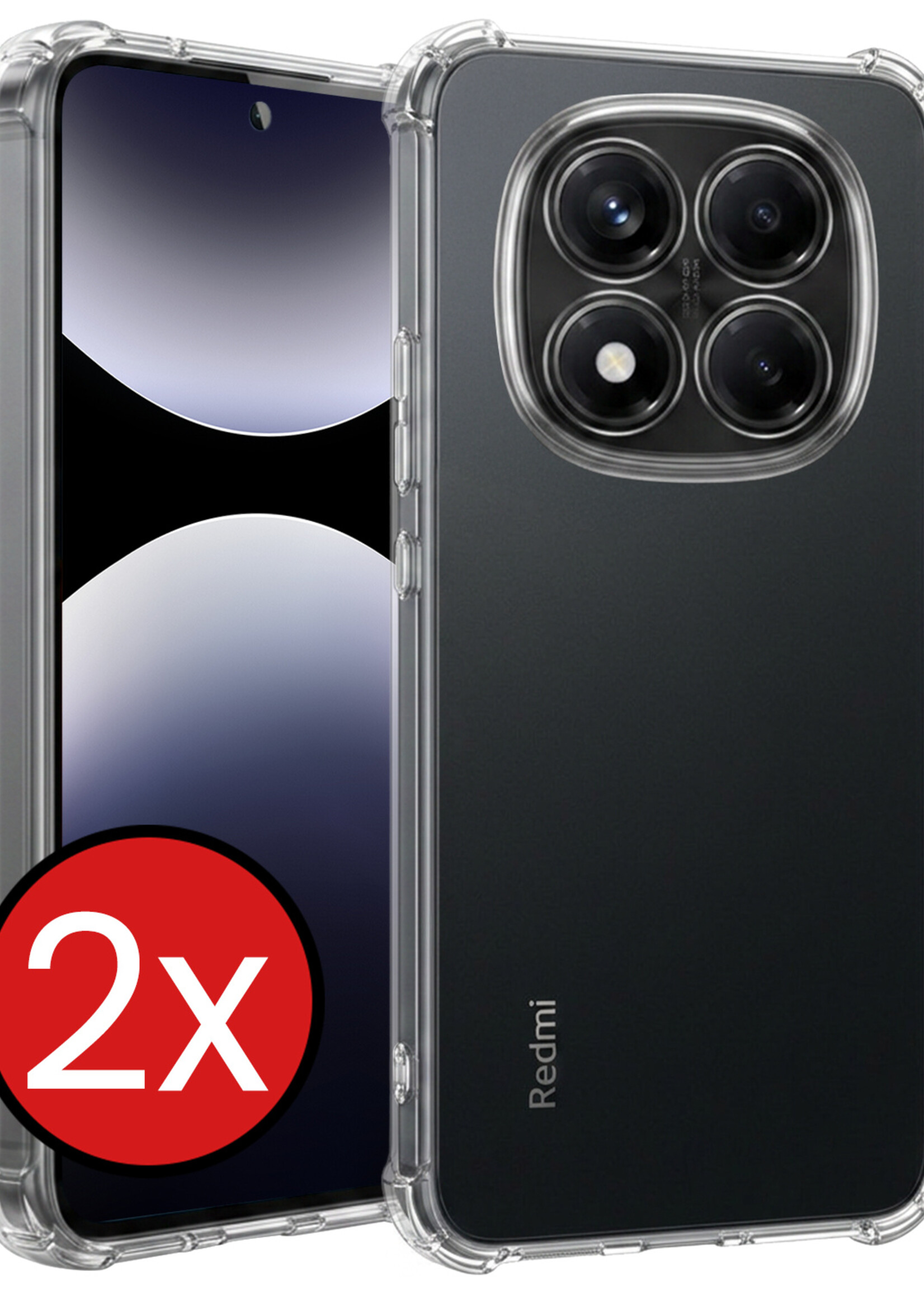 BTH BTH Xiaomi Redmi Note 14 Pro 5G Hoesje Shockproof - Transparant - 2 PACK