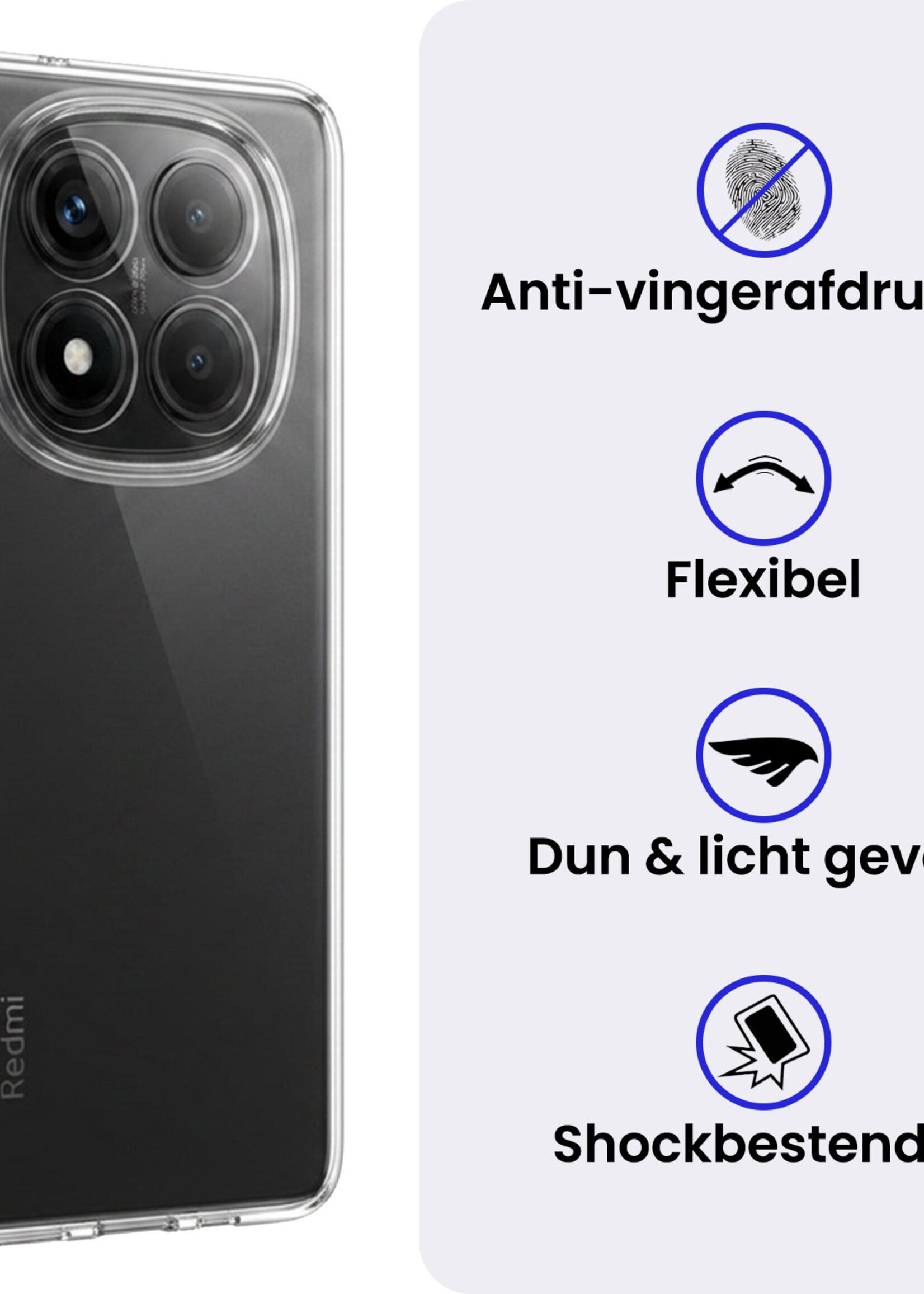 BTH BTH Xiaomi Redmi Note 14 Pro 5G Hoesje Siliconen - Transparant