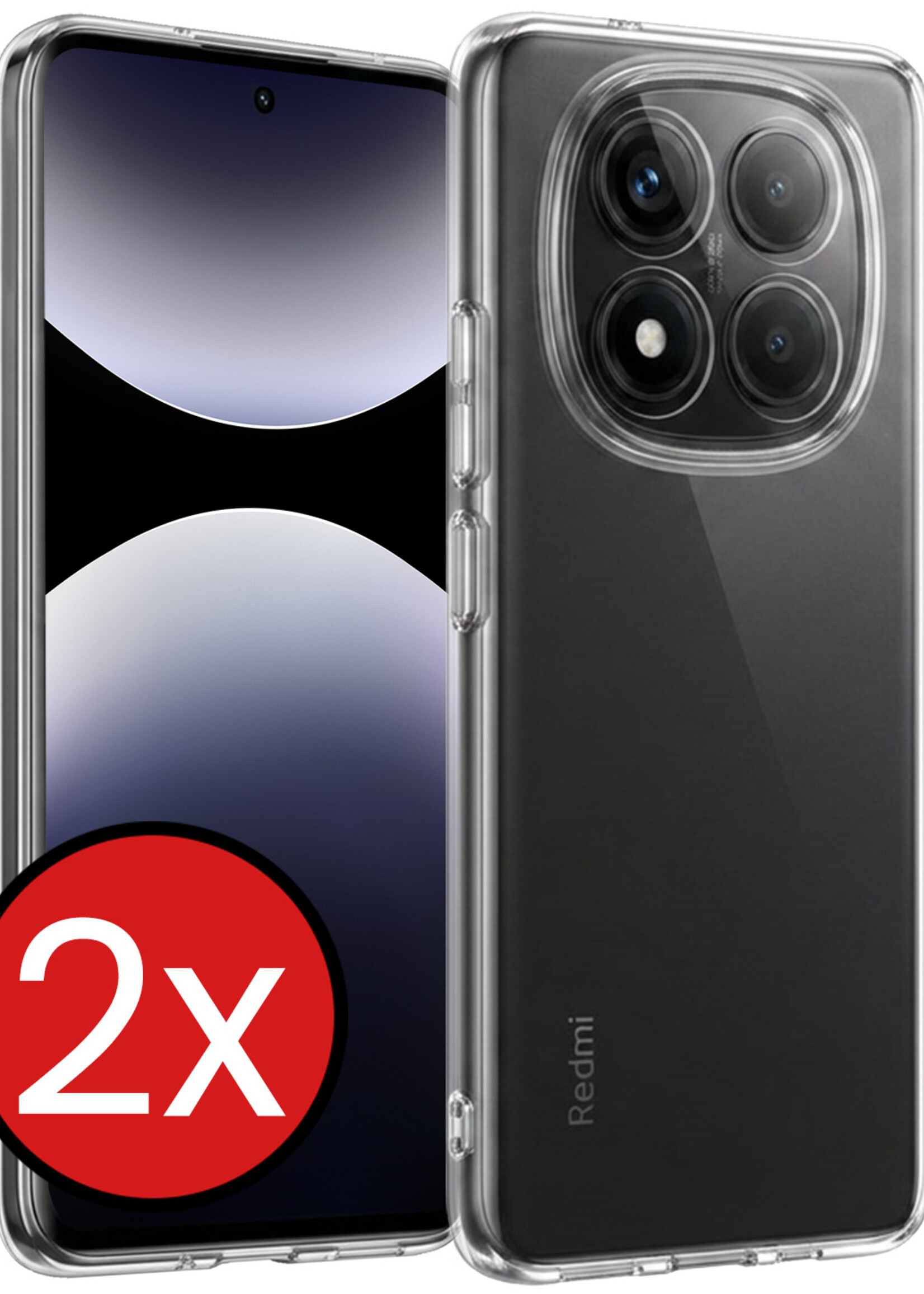 BTH BTH Xiaomi Redmi Note 14 Pro 5G Hoesje Siliconen - Transparant - 2 PACK
