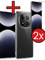 BTH BTH Xiaomi Redmi Note 14 Pro 5G Hoesje Siliconen Met 2x Screenprotector - Transparant