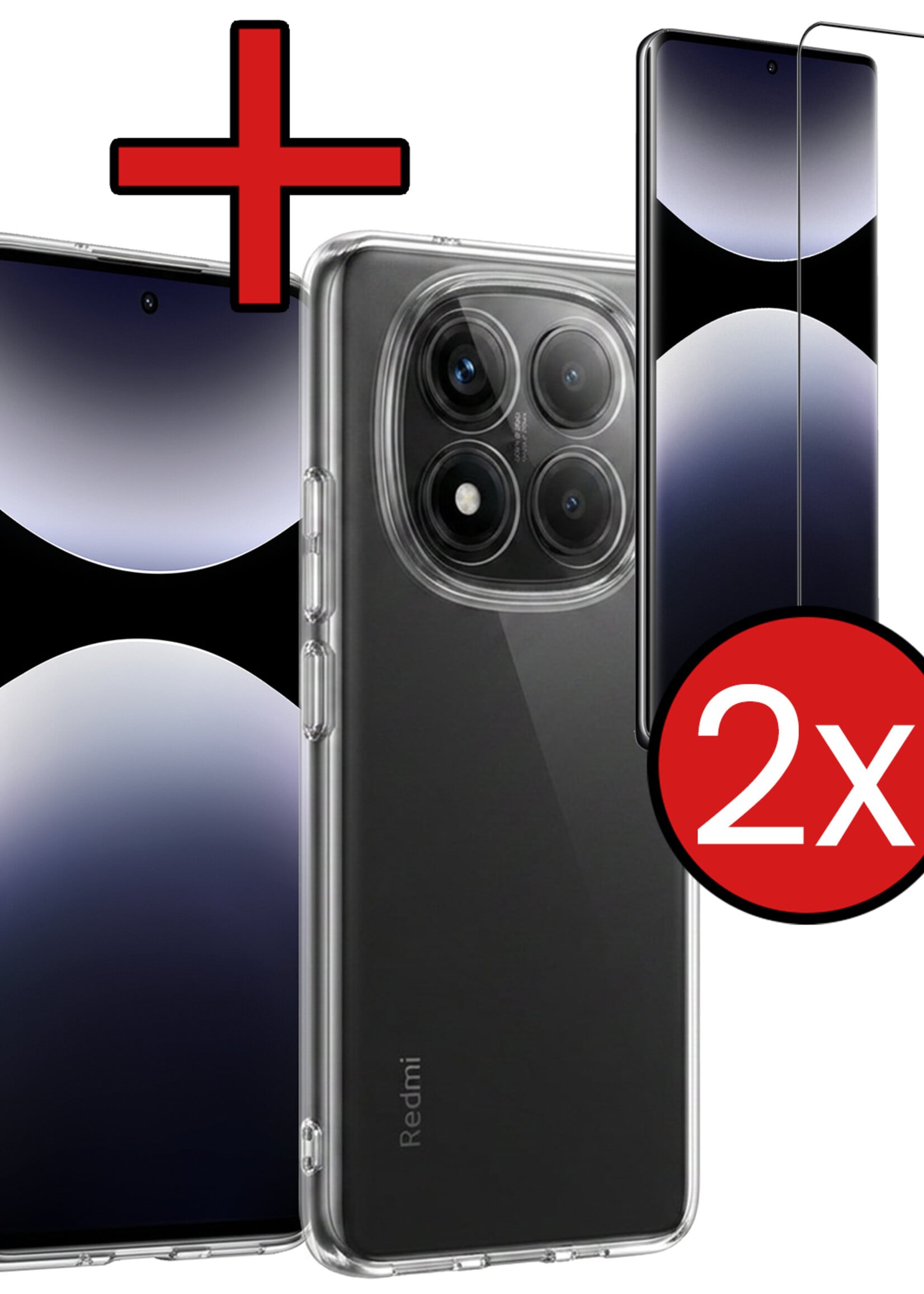 BTH BTH Xiaomi Redmi Note 14 Pro 5G Hoesje Siliconen Met 2x Screenprotector - Transparant