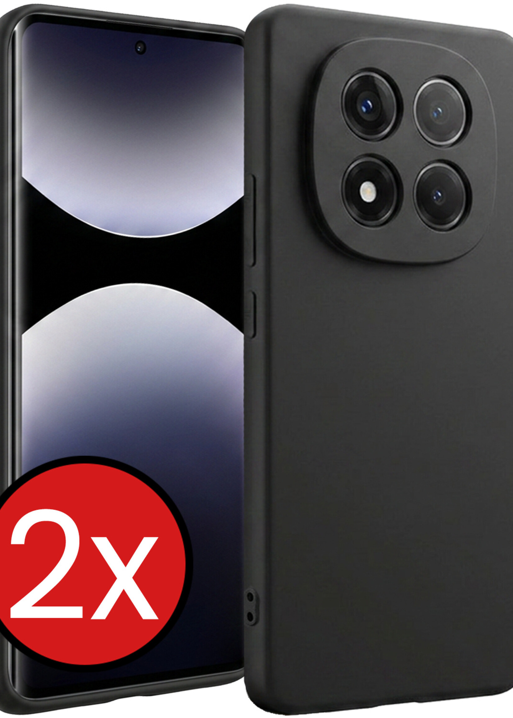 BTH BTH Xiaomi Redmi Note 14 Pro 5G Hoesje Siliconen - Zwart - 2 PACK