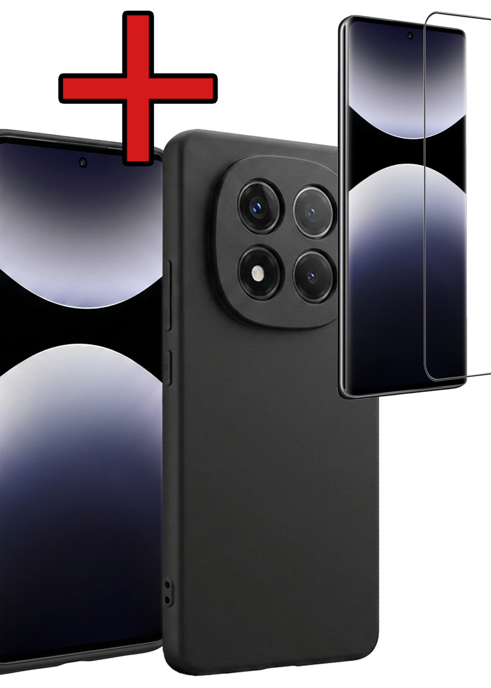 BTH BTH Xiaomi Redmi Note 14 Pro 5G Hoesje Siliconen Met Screenprotector - Zwart