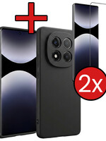 BTH BTH Xiaomi Redmi Note 14 Pro 5G Hoesje Siliconen Met 2x Screenprotector - Zwart