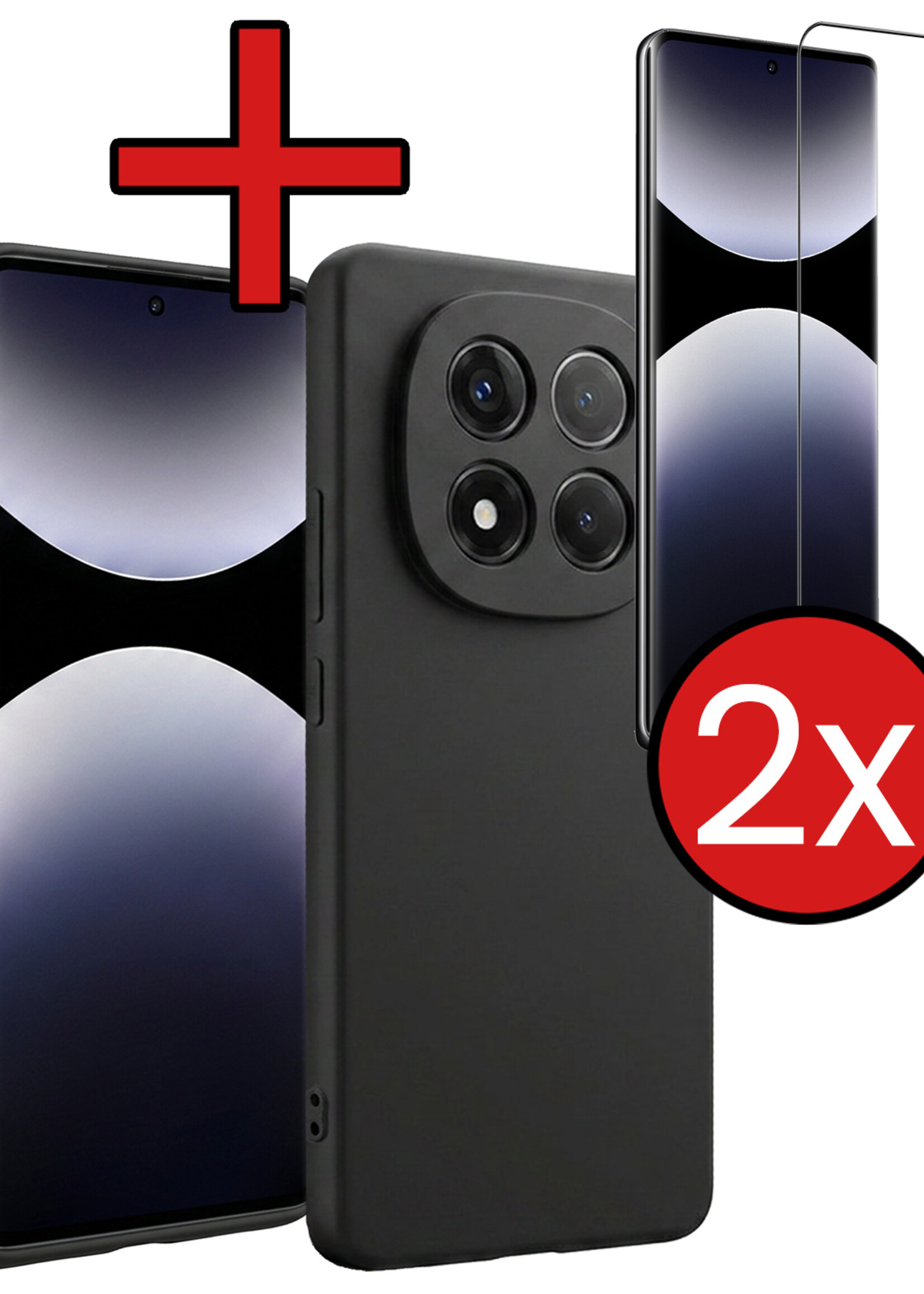 BTH BTH Xiaomi Redmi Note 14 Pro 5G Hoesje Siliconen Met 2x Screenprotector - Zwart