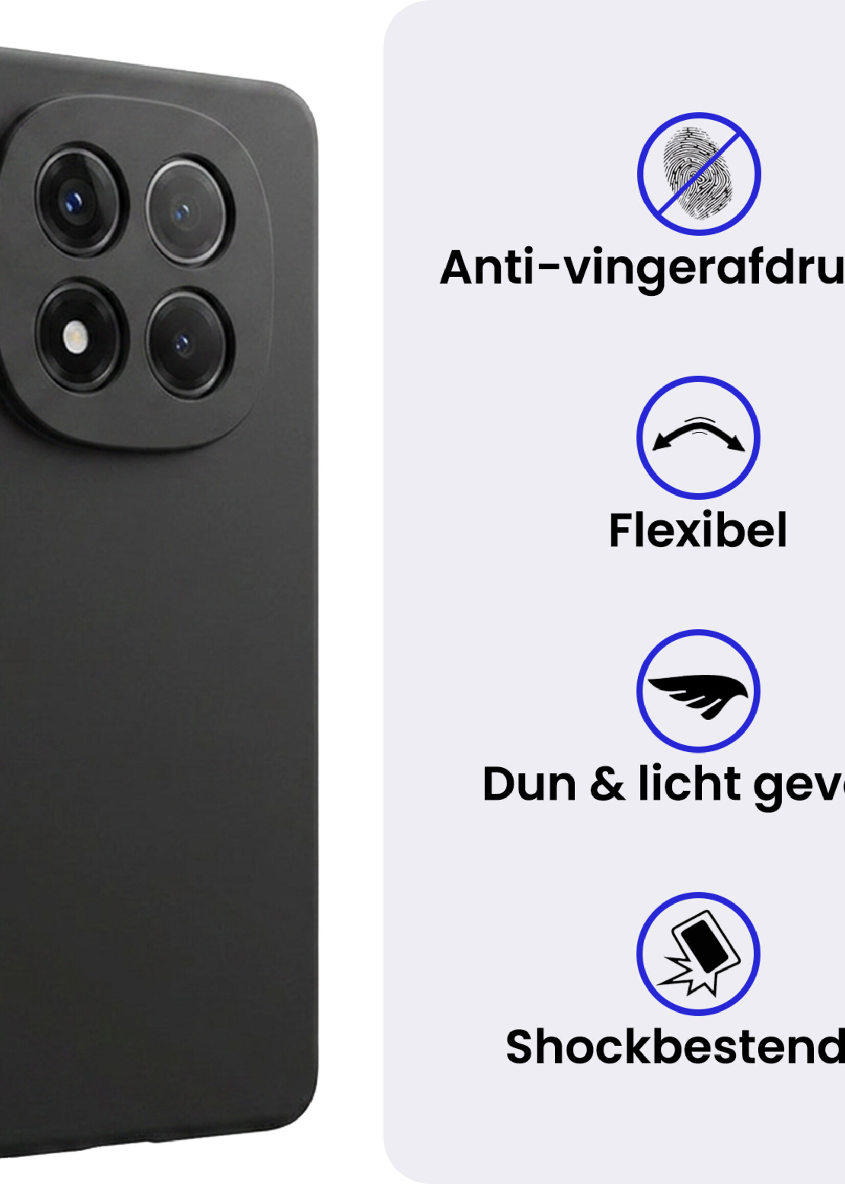 BTH BTH Xiaomi Redmi Note 14 Pro 5G Hoesje Siliconen Met 2x Screenprotector - Zwart