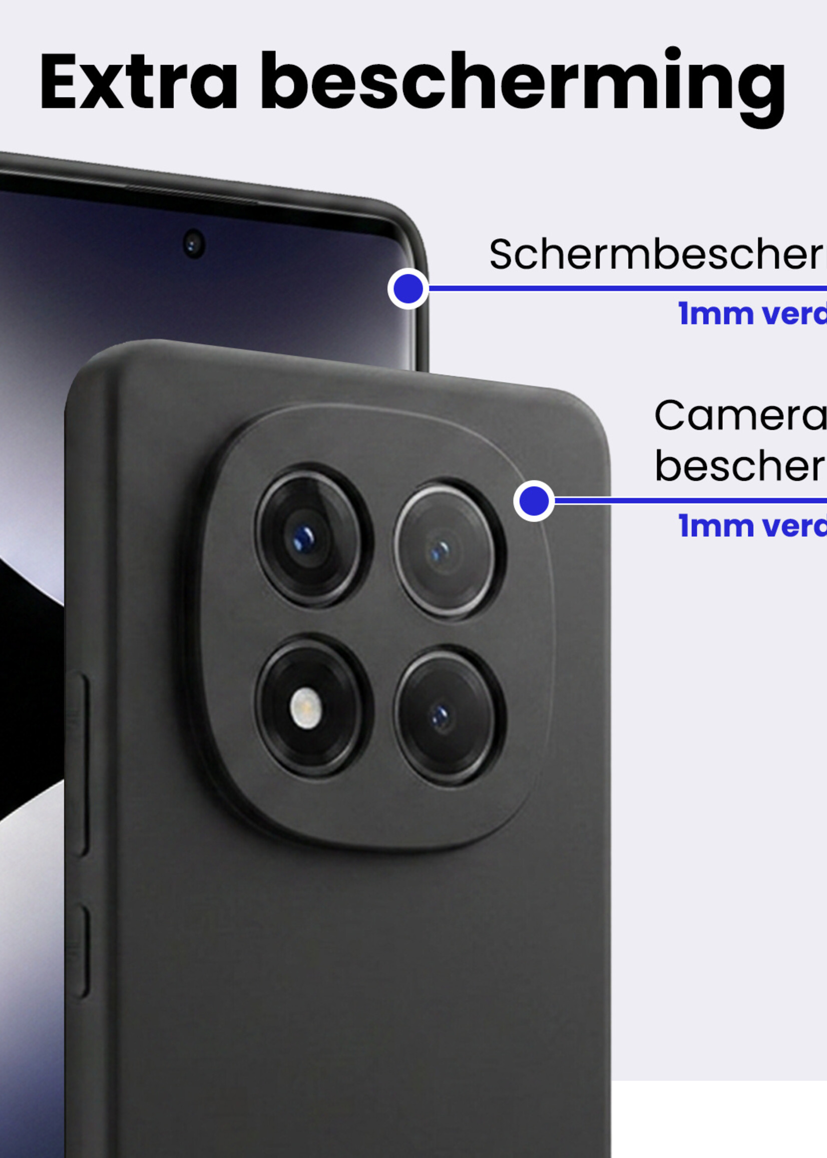BTH BTH Xiaomi Redmi Note 14 Pro 5G Hoesje Siliconen Met 2x Screenprotector - Zwart
