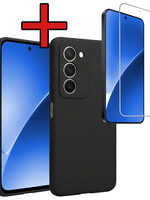 BTH BTH Xiaomi 15 Hoesje Siliconen Met Screenprotector - Zwart