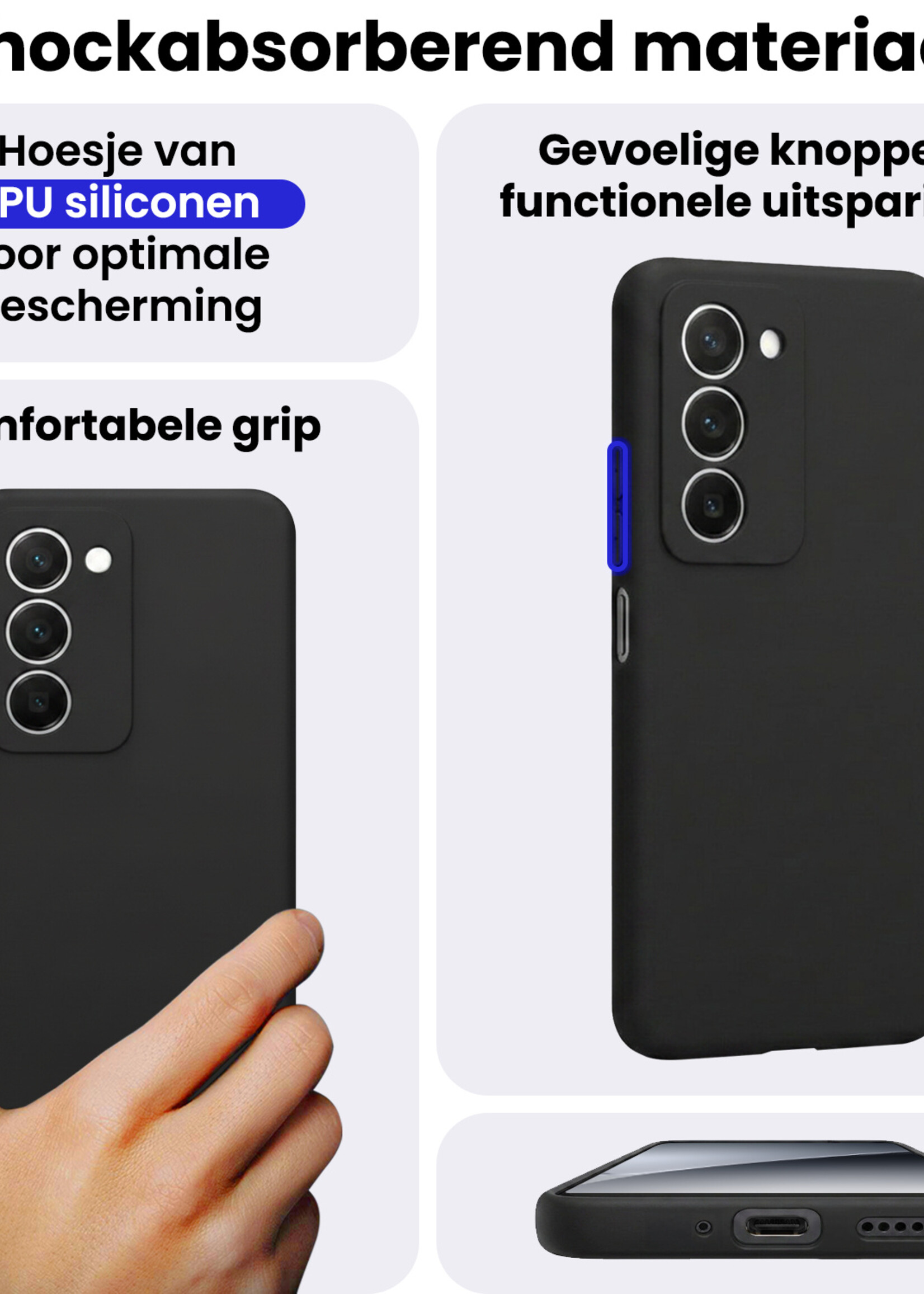 BTH BTH Xiaomi 15 Hoesje Siliconen Met Screenprotector - Zwart