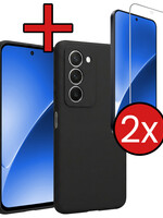 BTH BTH Xiaomi 15 Hoesje Siliconen Met 2x Screenprotector - Zwart