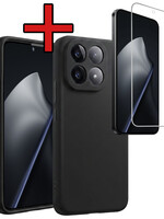 BTH BTH Xiaomi 15T Hoesje Siliconen Met Screenprotector - Zwart