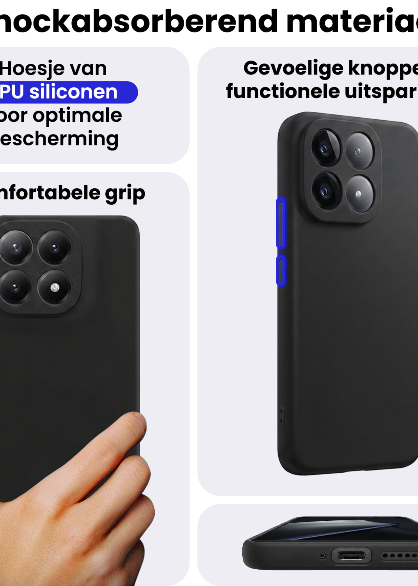 BTH BTH Xiaomi 15T Hoesje Siliconen Met Screenprotector - Zwart