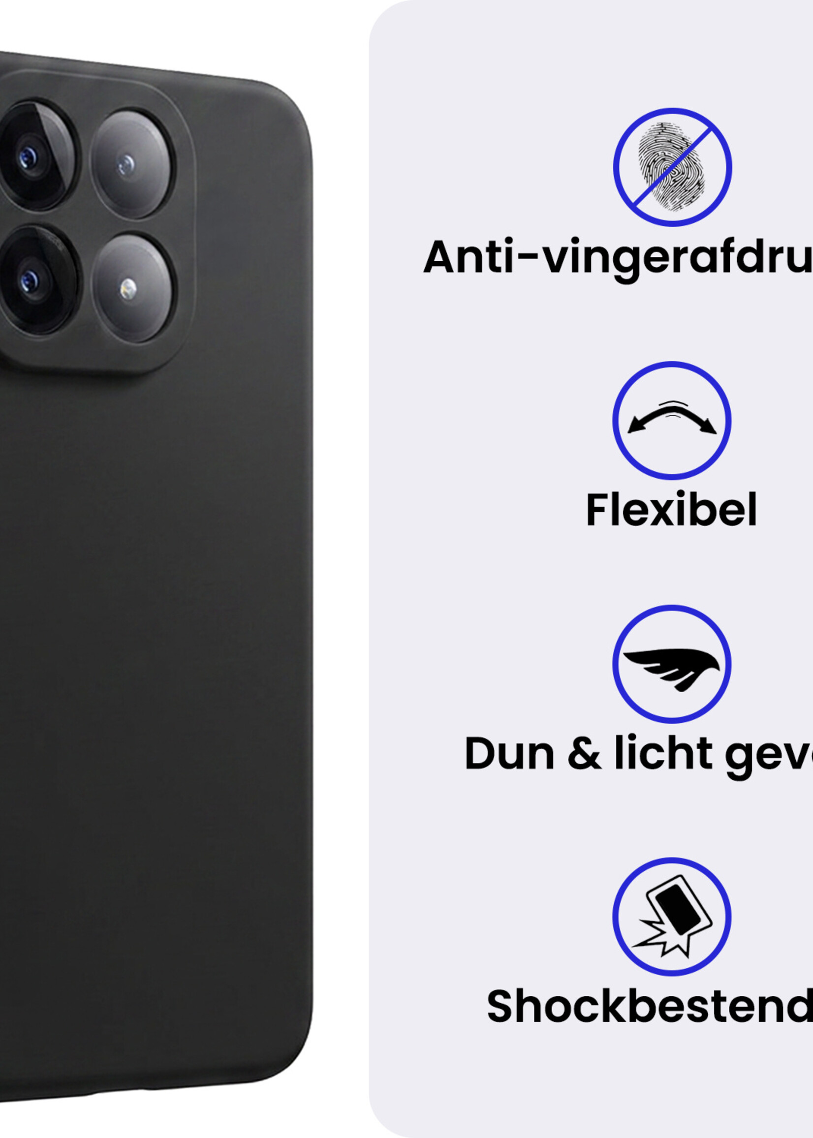 BTH BTH Xiaomi 15T Hoesje Siliconen Met 2x Screenprotector - Zwart