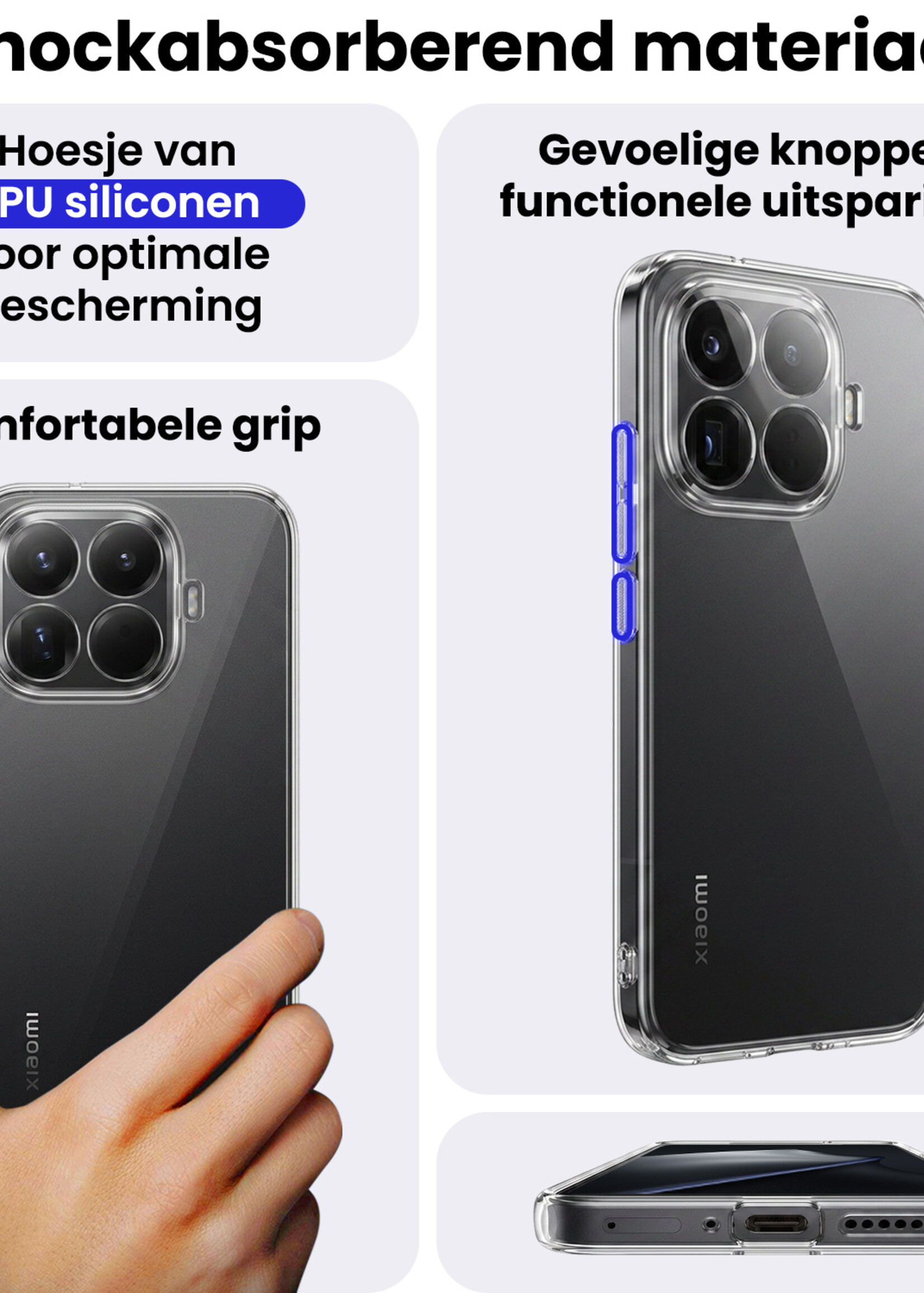 BTH BTH Xiaomi 15T Pro Hoesje Siliconen - Transparant - 2 PACK