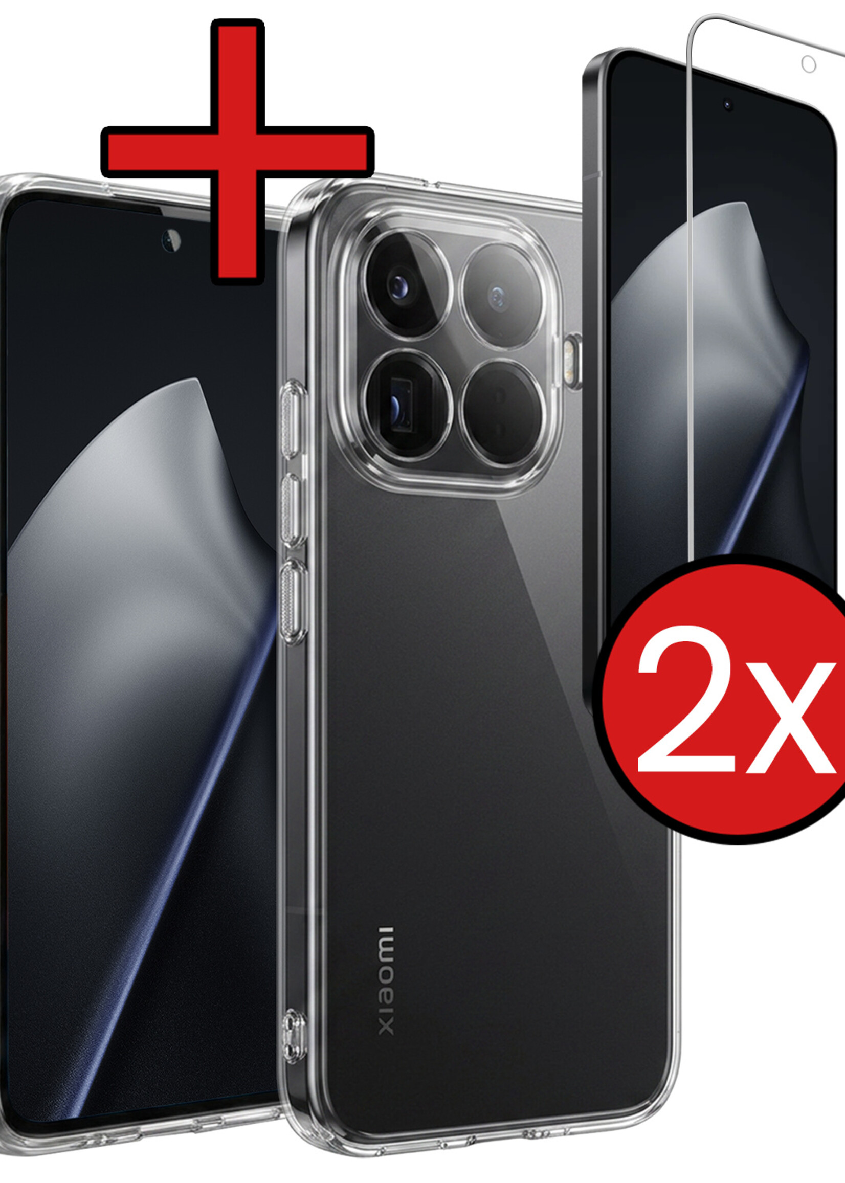 BTH BTH Xiaomi 15T Pro Hoesje Siliconen Met 2x Screenprotector - Transparant