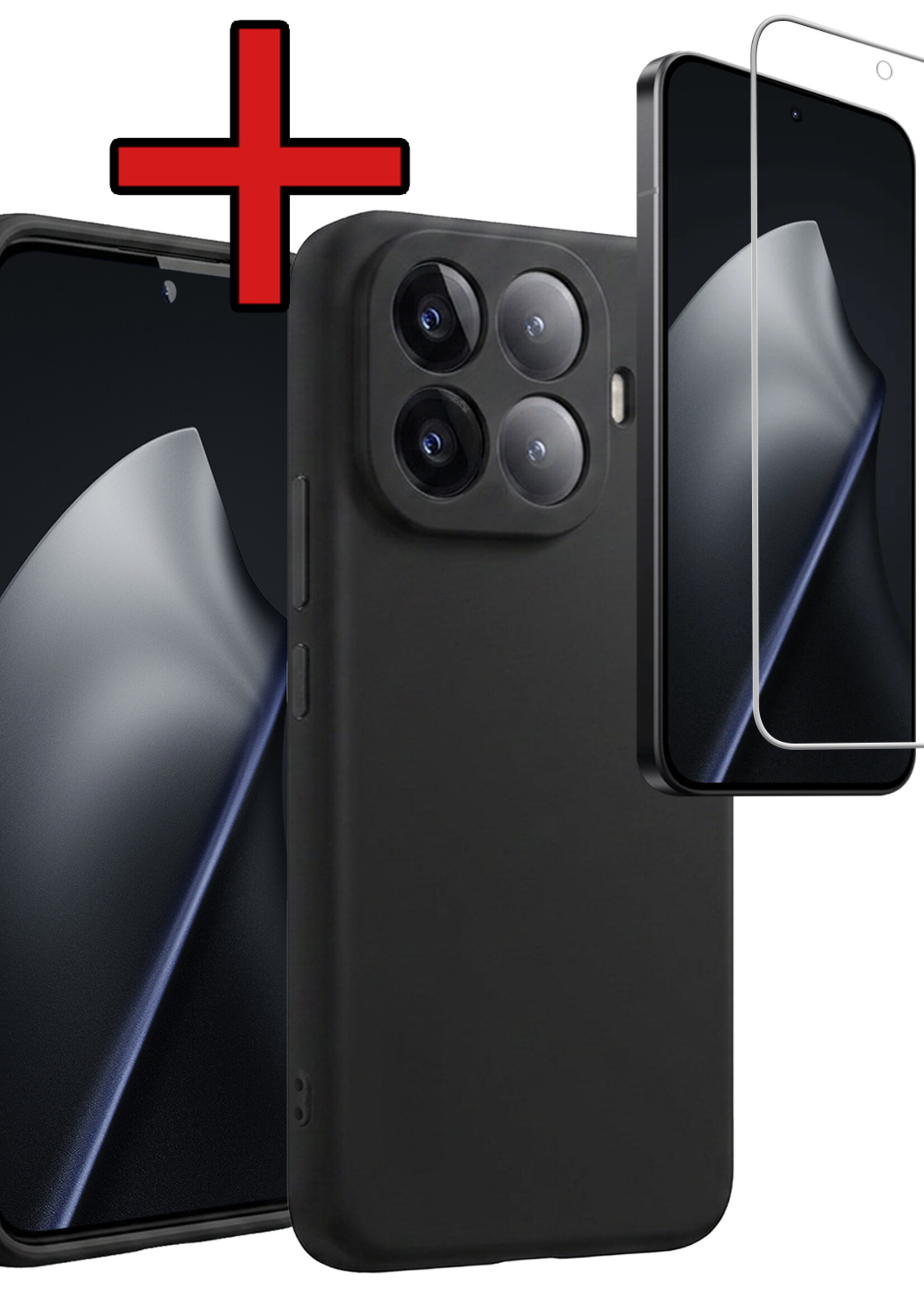 BTH BTH Xiaomi 15T Pro Hoesje Siliconen Met Screenprotector - Zwart