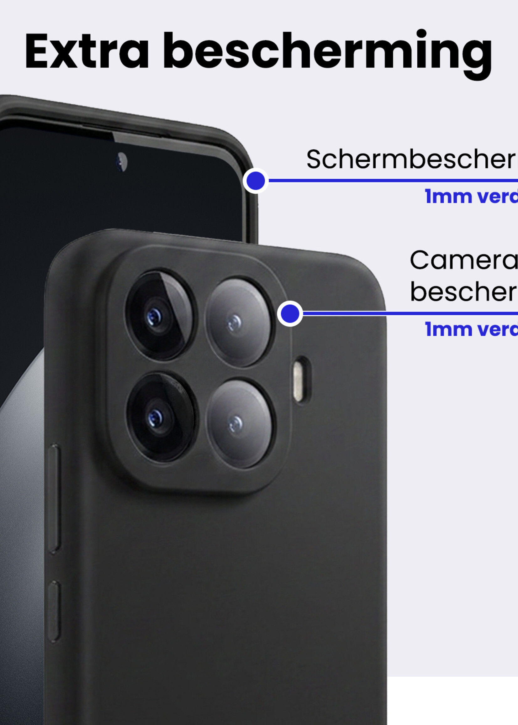 BTH BTH Xiaomi 15T Pro Hoesje Siliconen Met Screenprotector - Zwart